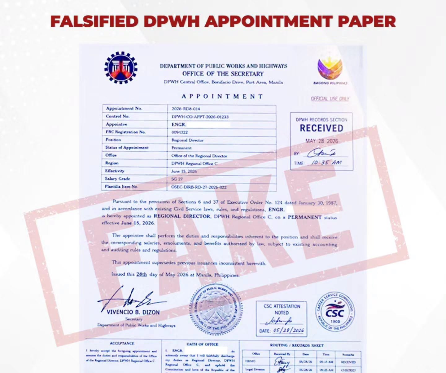 DPWH chief warns public vs individuals posing as personnel