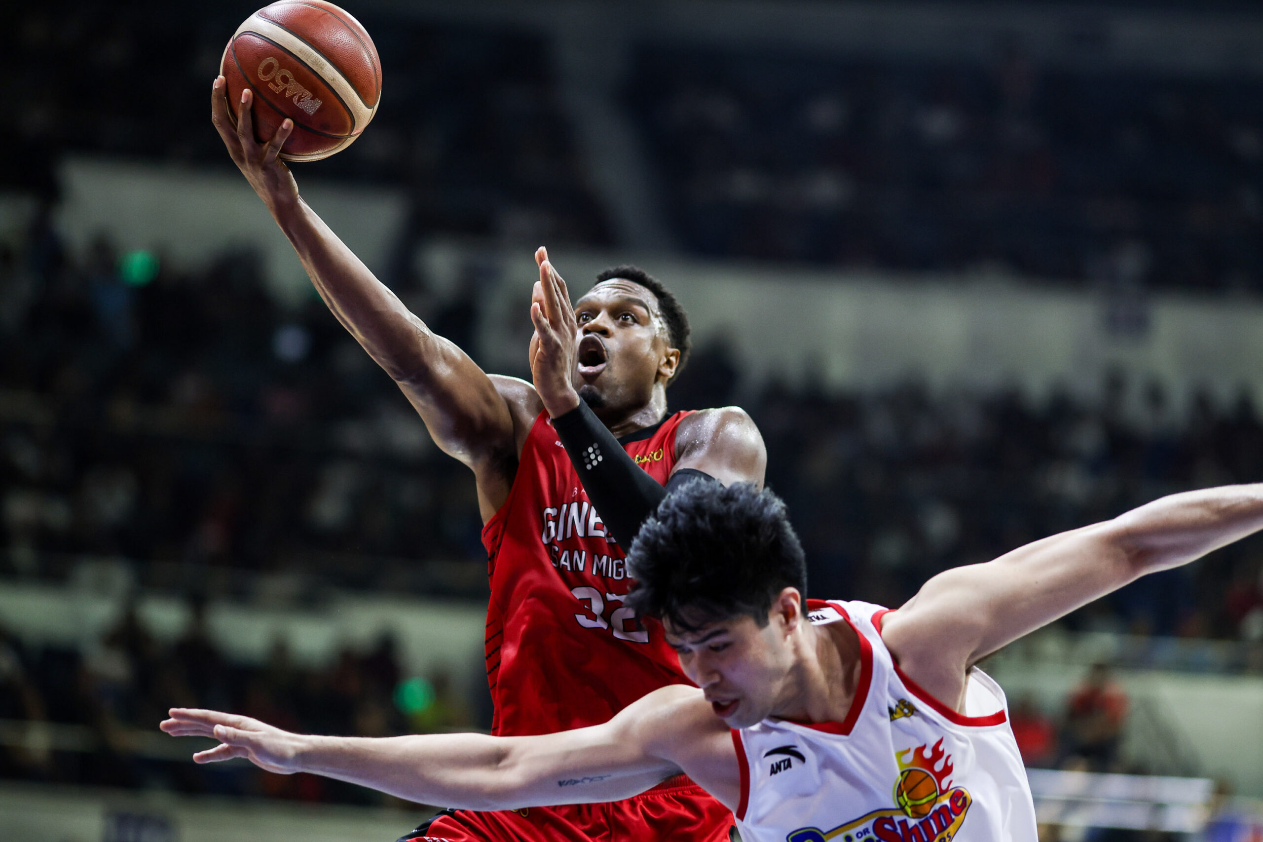 Barangay Ginebra Gin Kings' Justin Brownlee during a game vs Rain or Shine Elasto Painters in the 2026 PBA Commissioner's Cup semifinals Game 5.