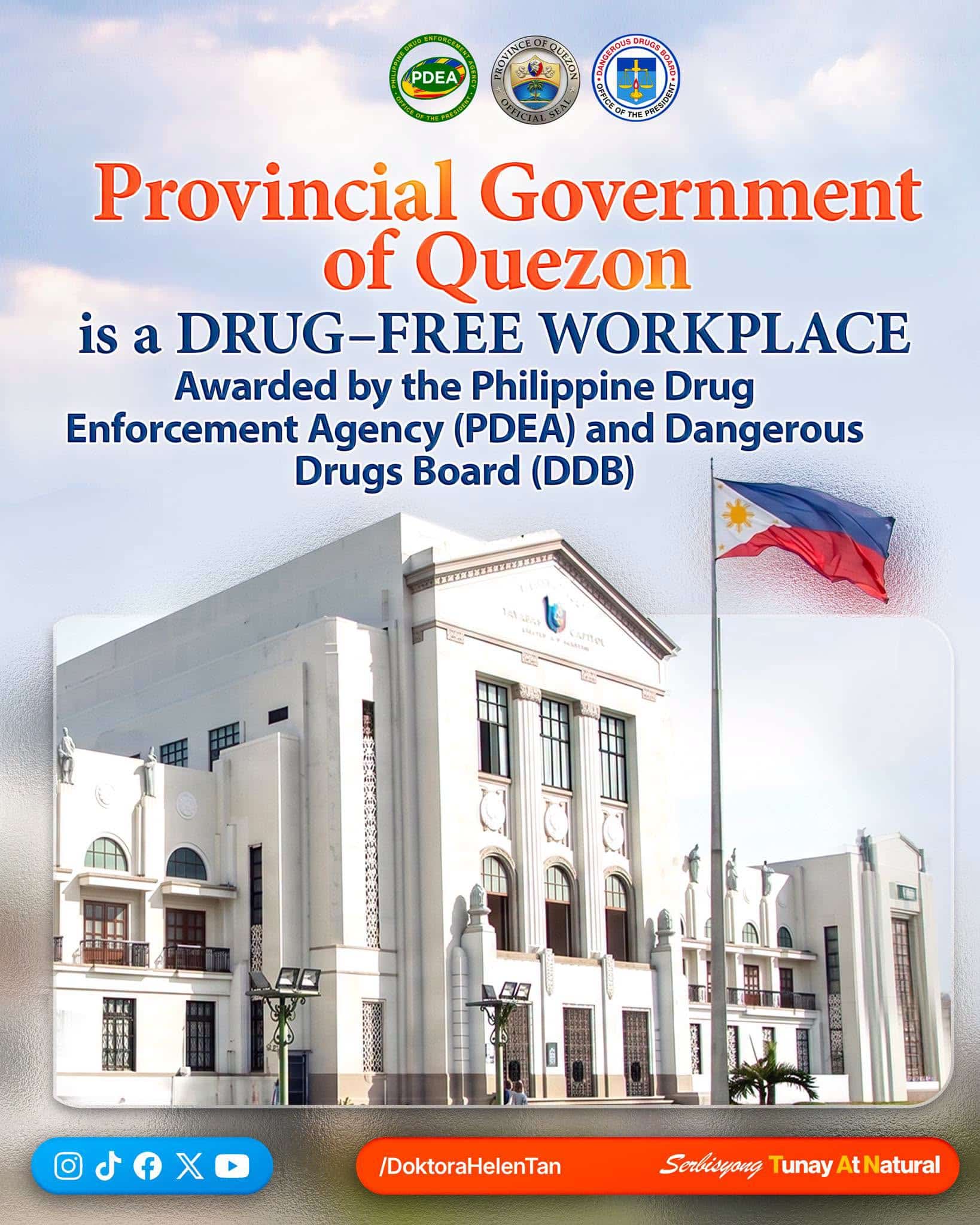 Quezon prov’l gov’t, 15 public hospitals recognized as ‘drug-free’