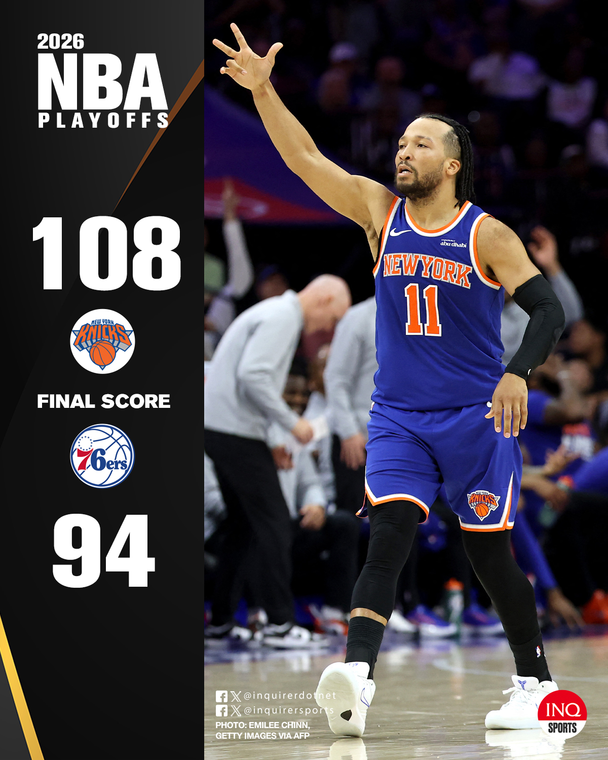 NBA SCORES TODAY New York Knicks vs Philadelphia 76ers - JALEN BRUNSON
