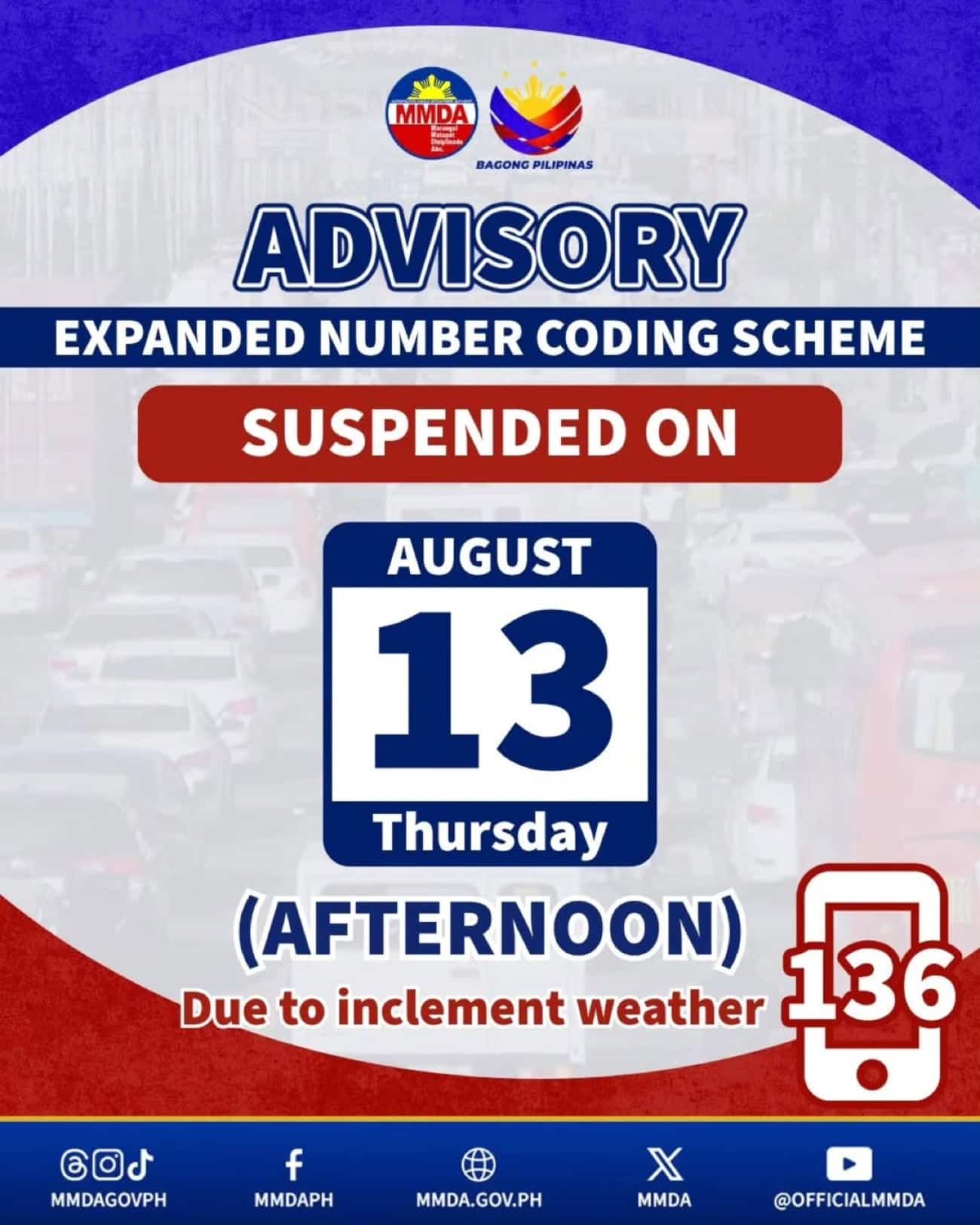 Number coding suspended Thursday afternoon due to monsoon rains