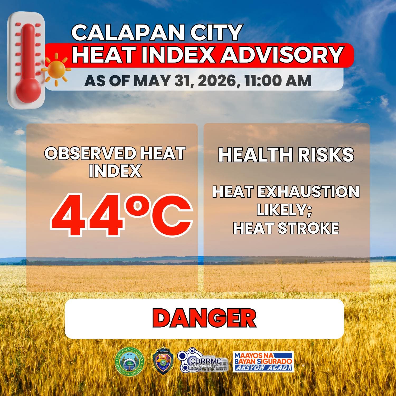 Calapan City records dangerous 44°C heat index