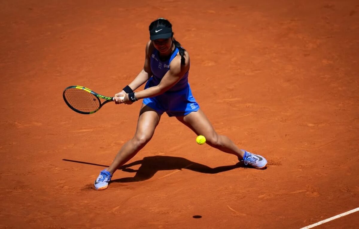Filipino tennis player Alex Eala in action at the Mutua Madrid Open 2026.