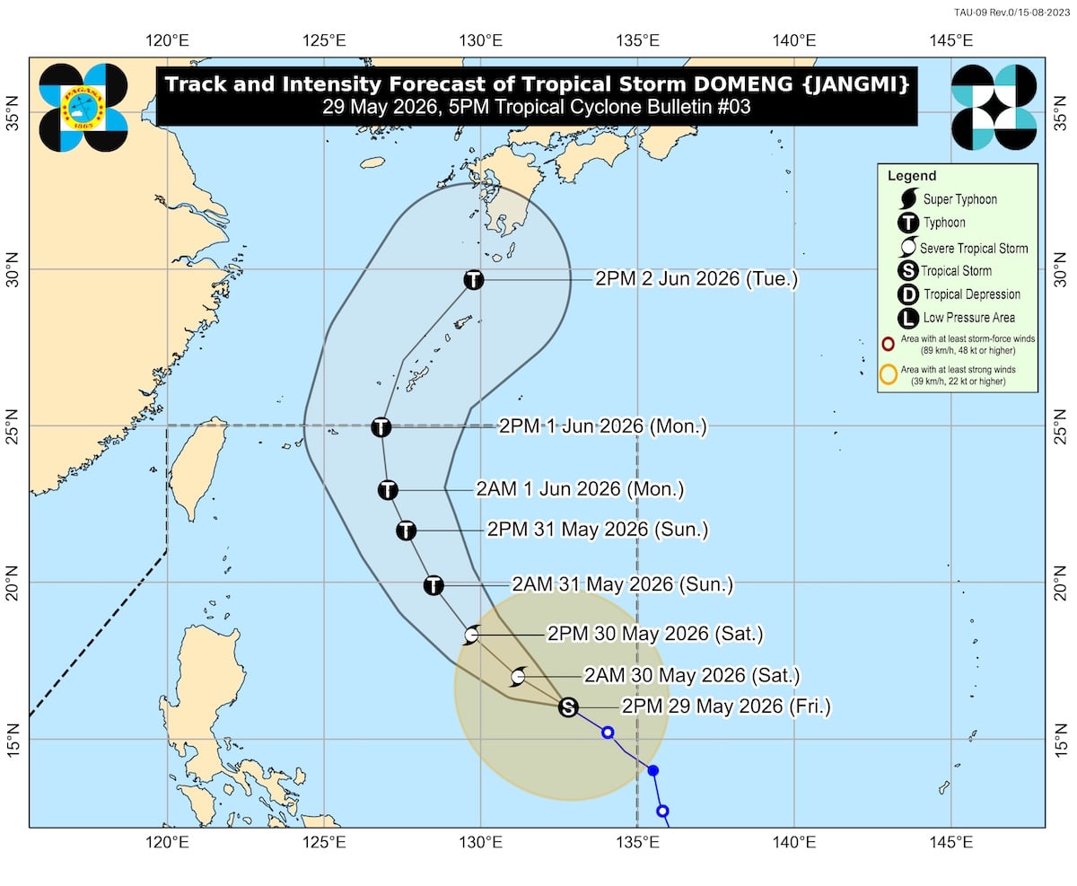 TS Domeng may turn into typhoon Saturday or Sunday as it intensifies