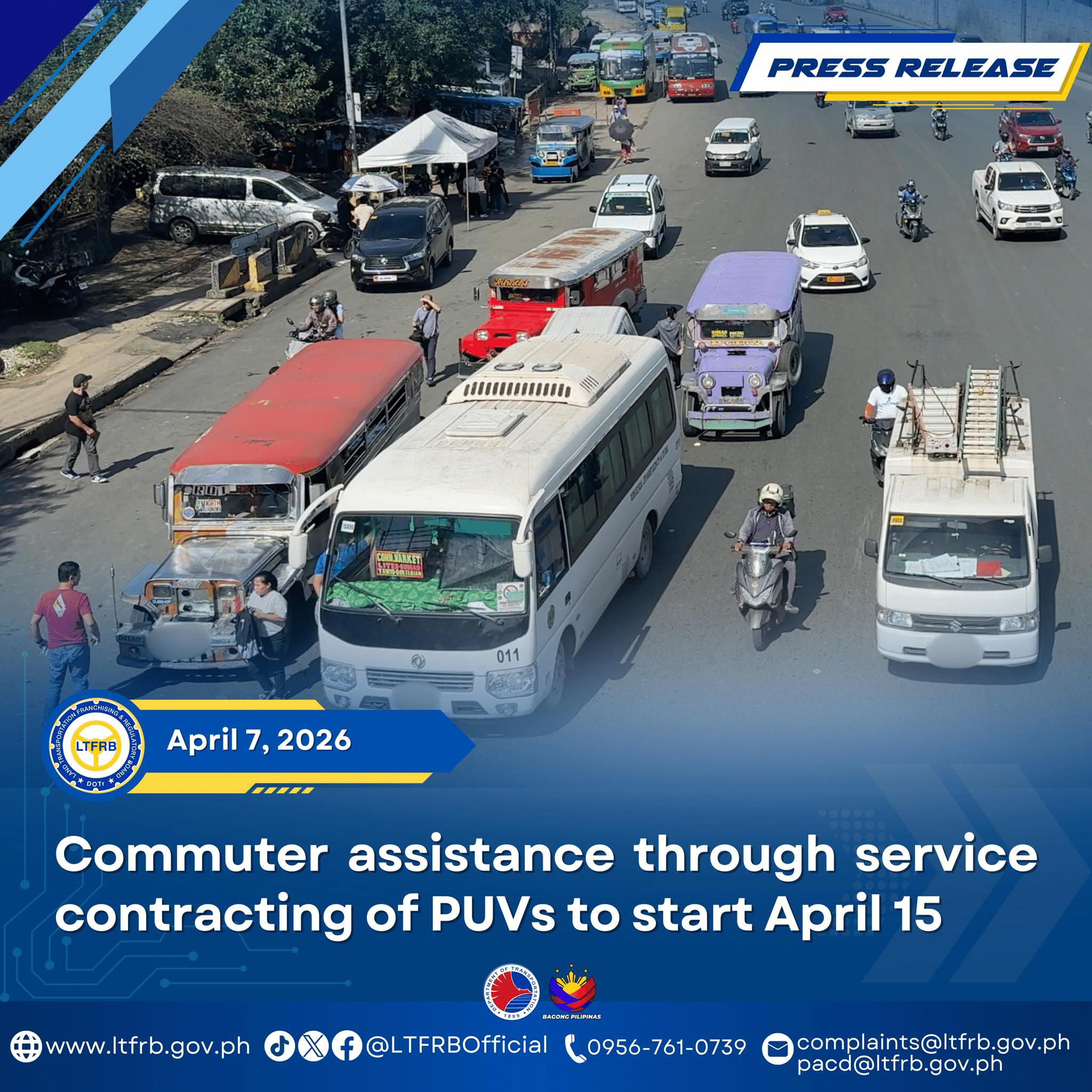 Service contracting of PUVs to aid commuters starts April 15 – LTFRB