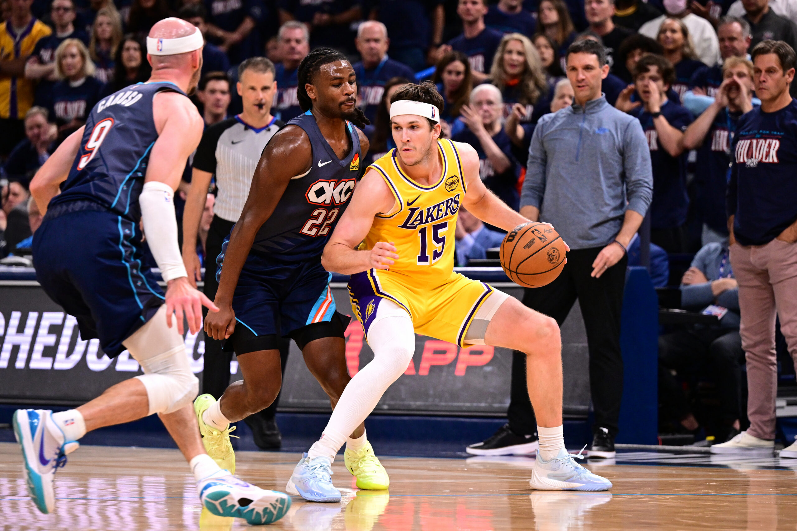 NBA scores today Los Angeles lakers vs Oklahoma City Thunder Austin Reaves