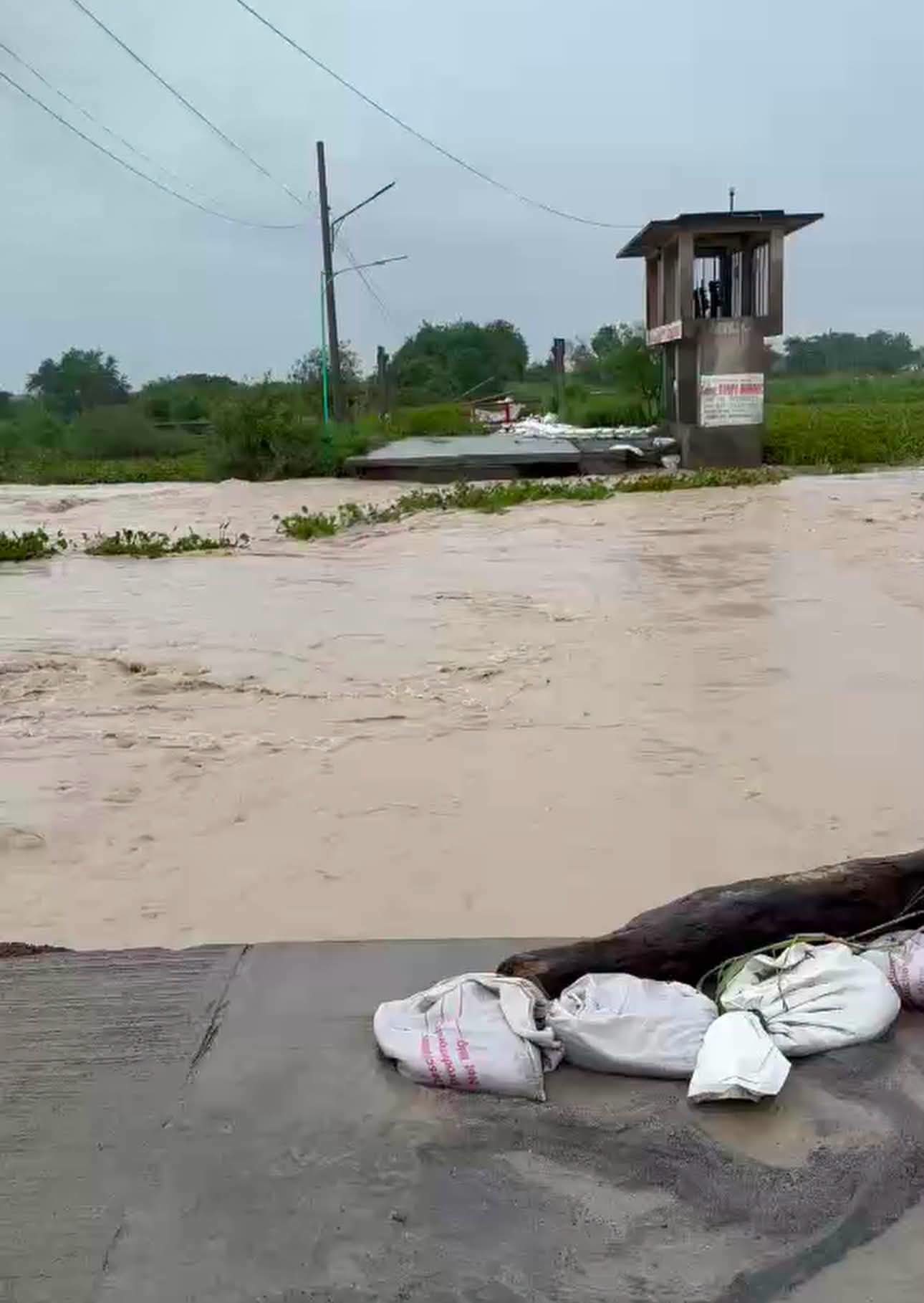 Gugu River in Pampanga overflows, breaching Minalin dike