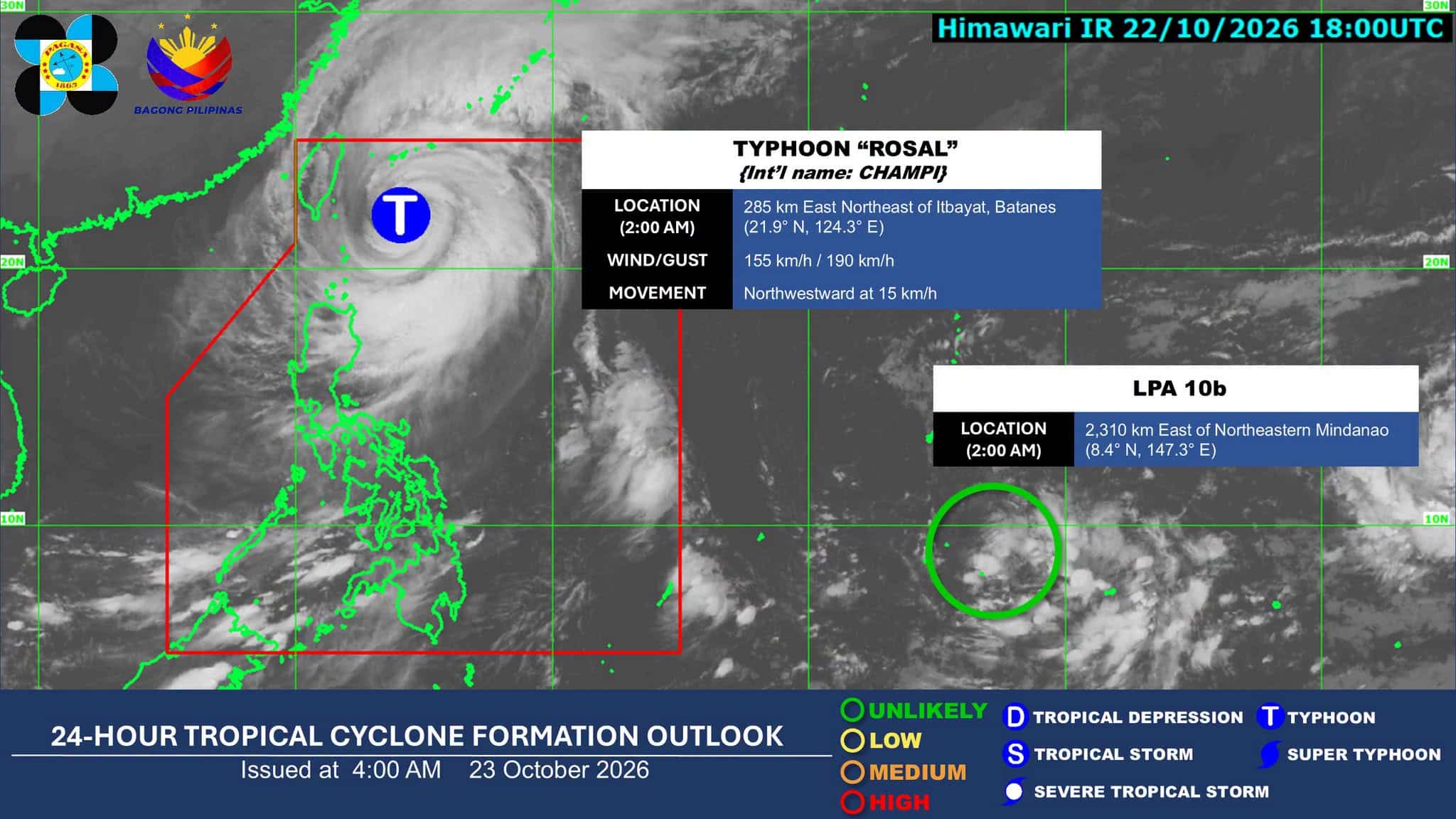Typhoon Rosal keeps strength; 2 areas under Signal No. 2