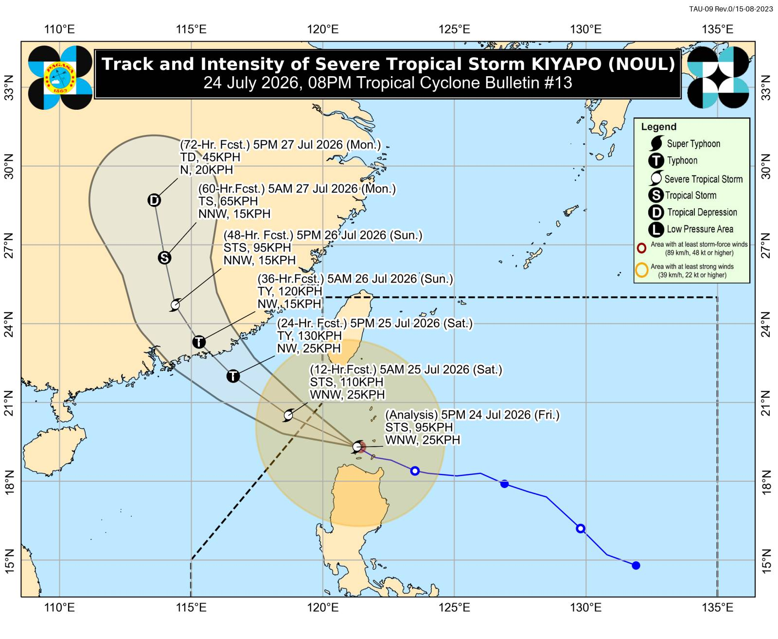 Kiyapo intensifies into severe tropical storm; Signal No. 3 raised