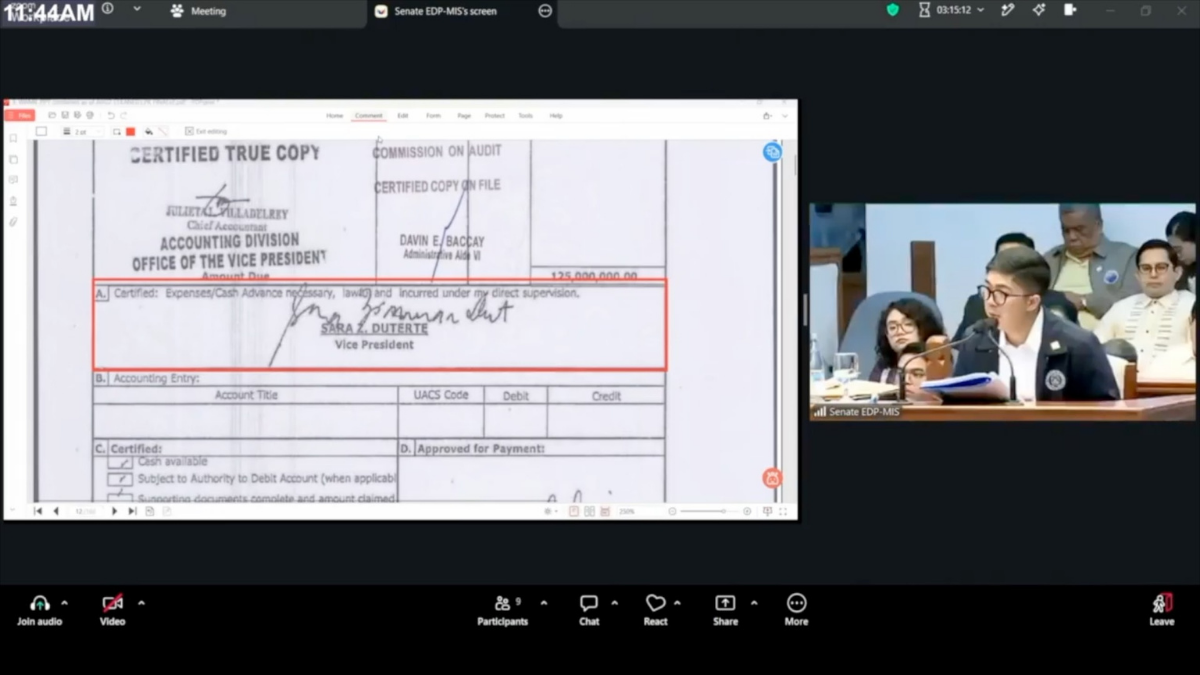WATCH: COA witness says voucher with Duterte signature non-compliant
