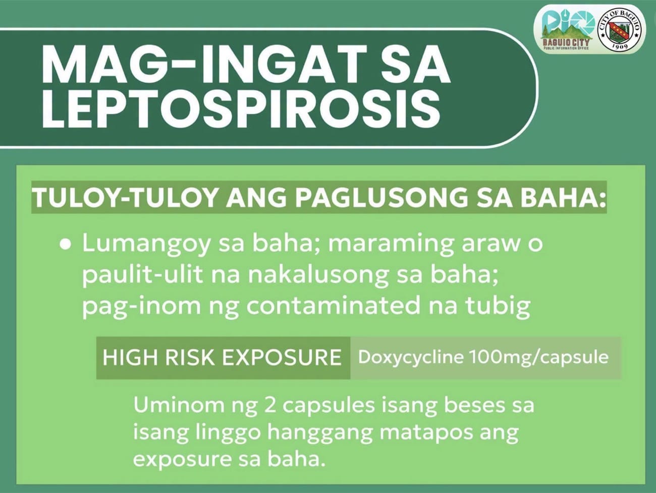 Leptospirosis cases in Baguio down 39 percent; 1 confirmed dead