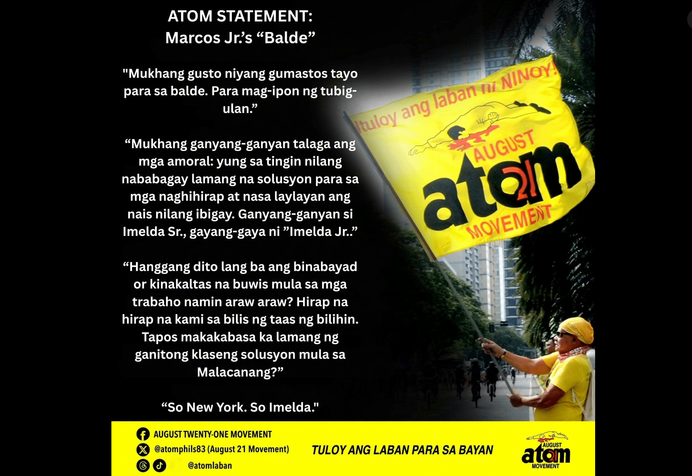 Atom slams Marcos’ ‘balde’ advice, urges solid action vs Super El Niño