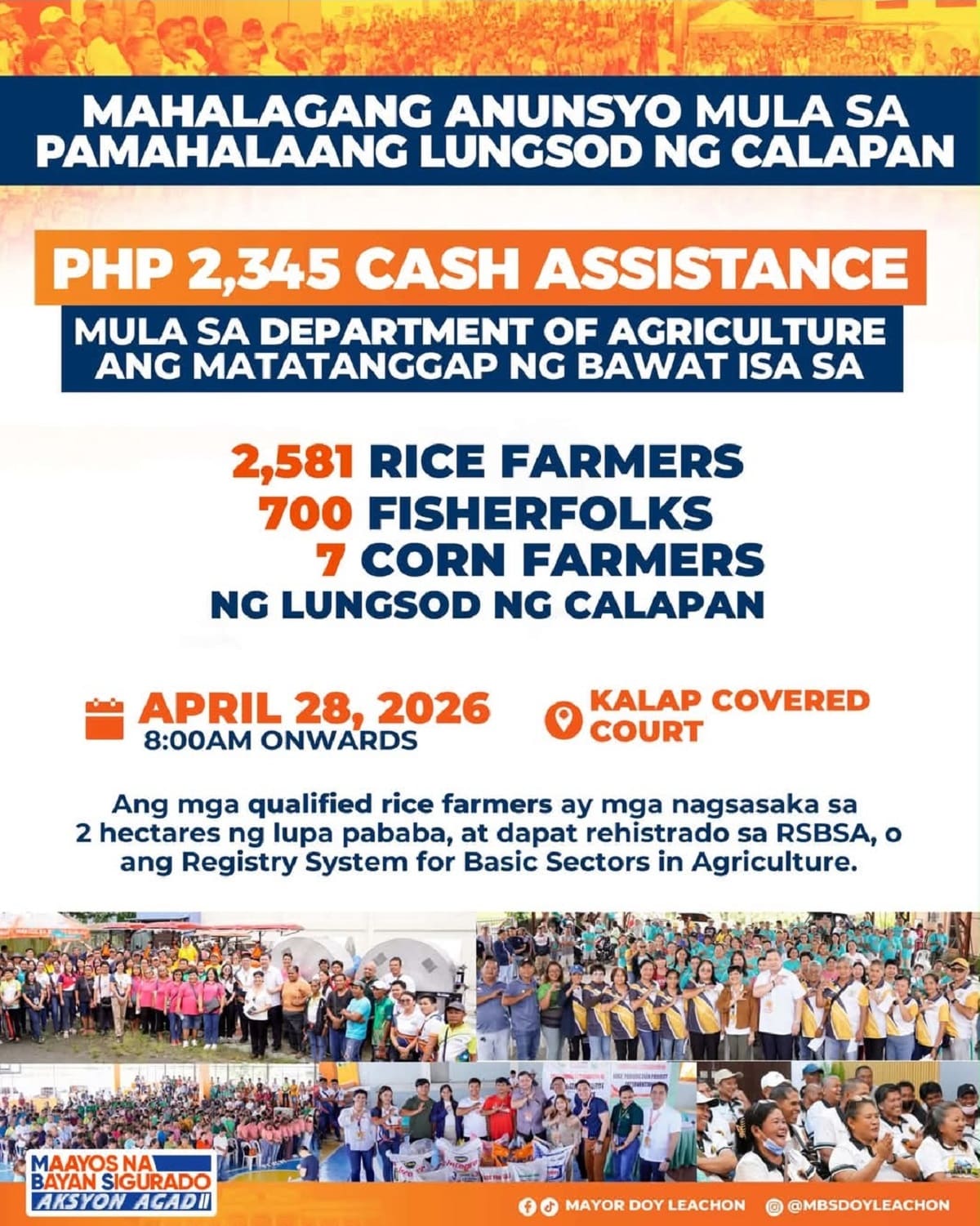 DA to distribute P2,345 aid to over 3,000 farmers, fishers in Calapan