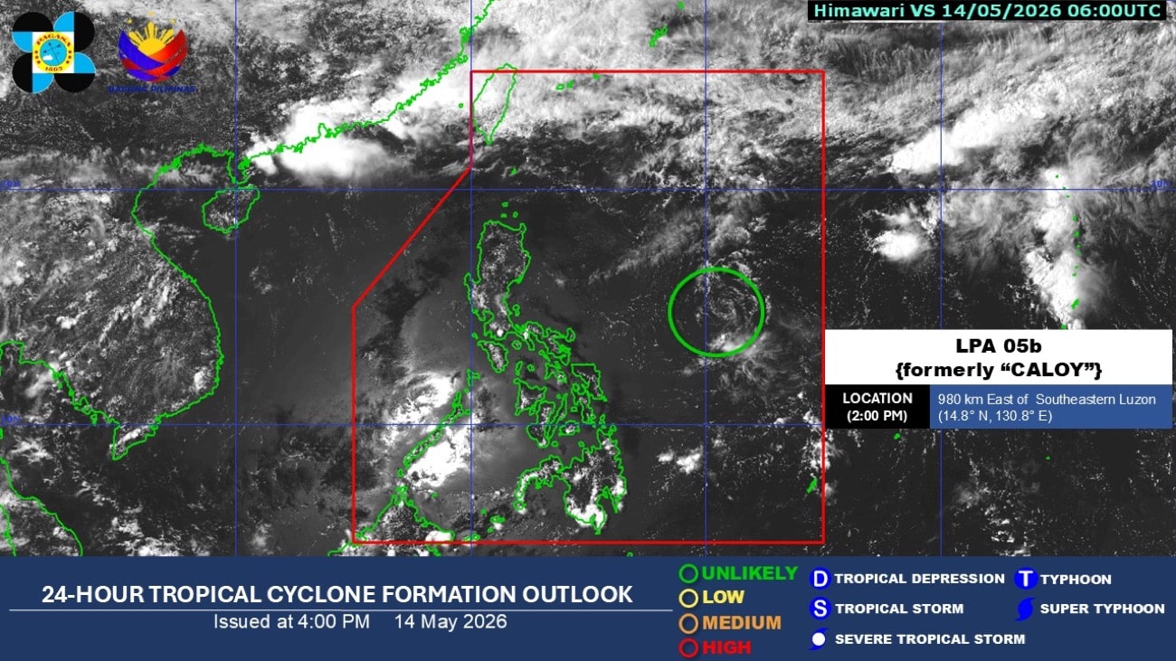 Pagasa: LPA has no effect, but isolated showers possible on Friday