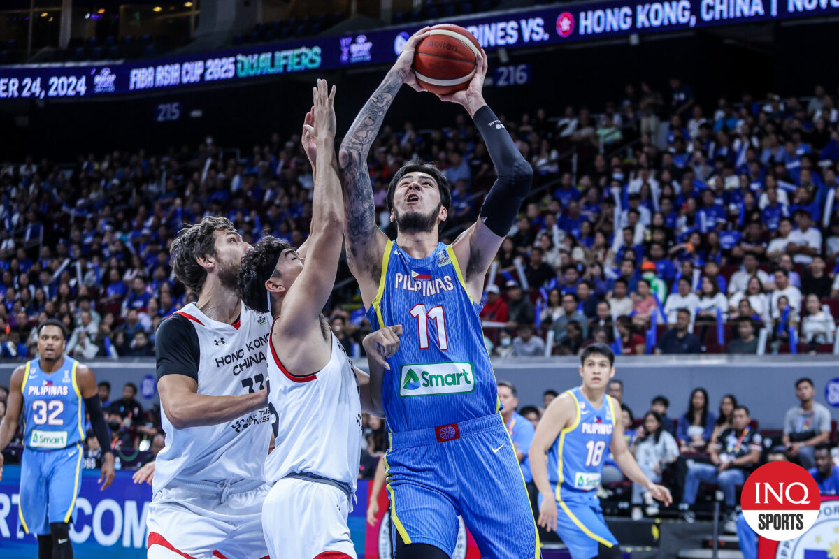 Gilas Pilipinas' Kai Sotto during a Fiba Asia Cup qualifiers 2025 game against Hong Kong at Mall of Asia Arena. -