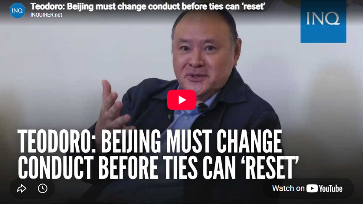 Watch: Teodoro says Beijing must change conduct before ties ‘reset’
