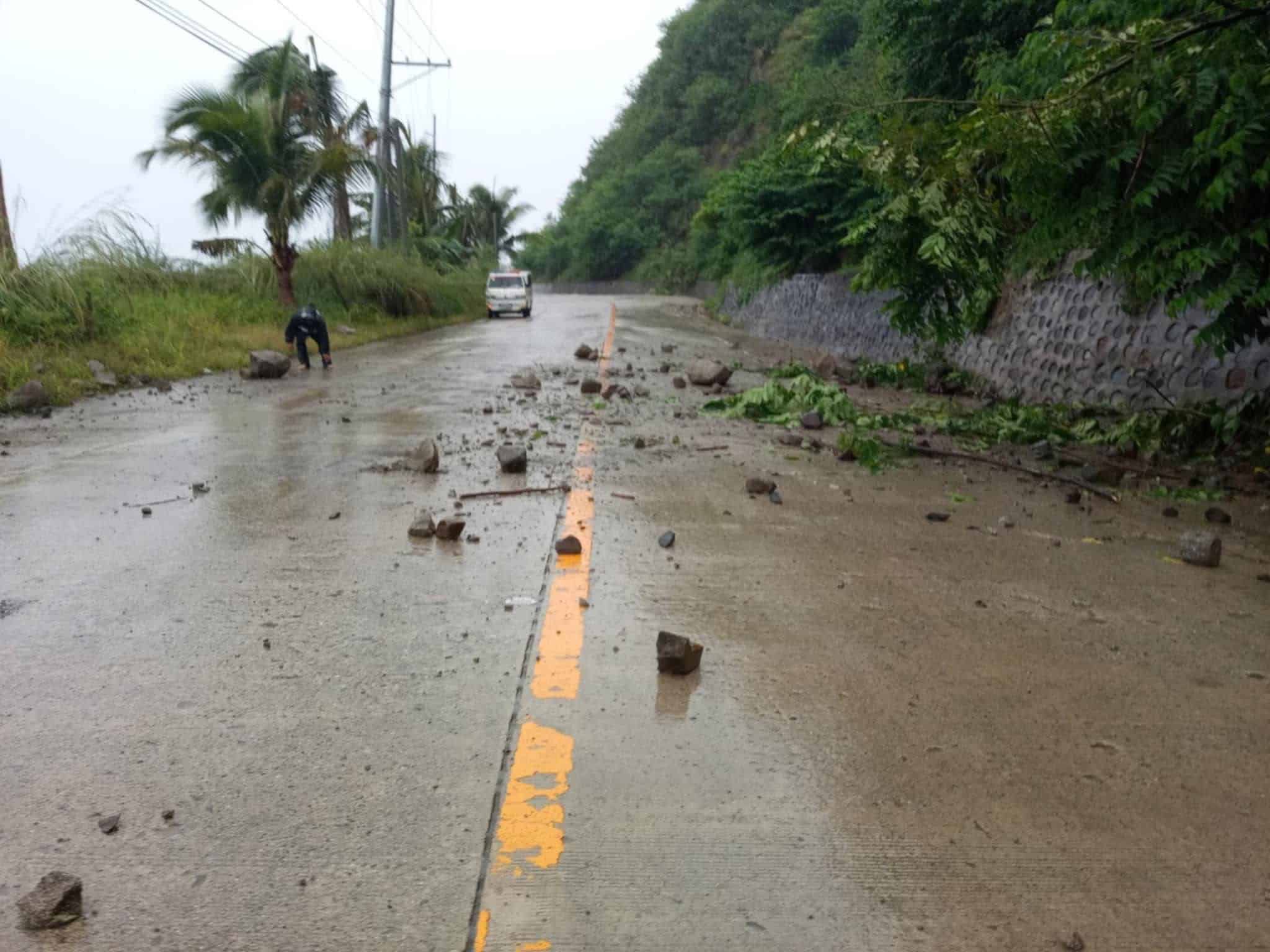 Rockfall hits Aurora road as TD Luis brings heavy rains