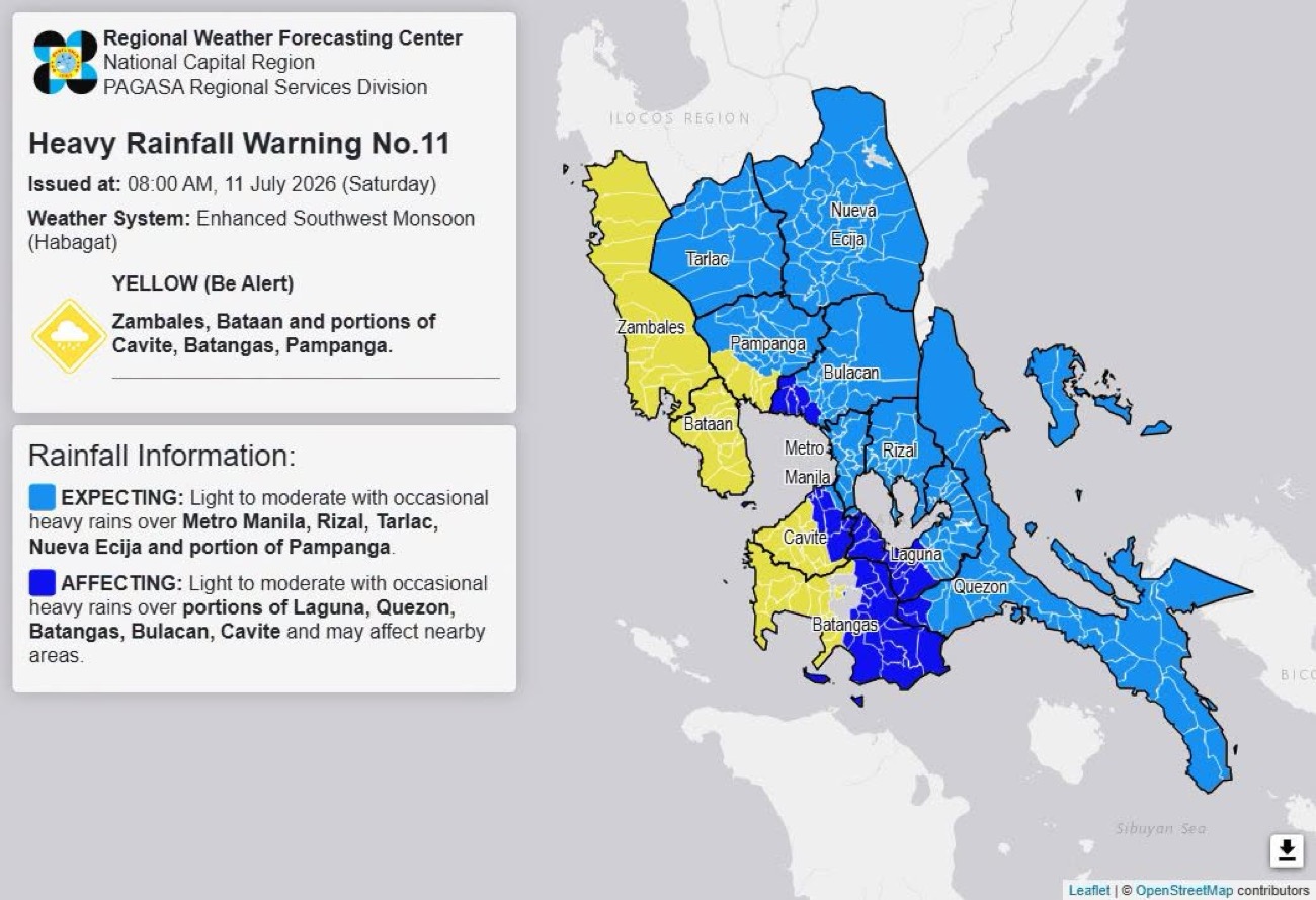 Zambales, 4 Luzon areas under yellow rainfall warning – Pagasa