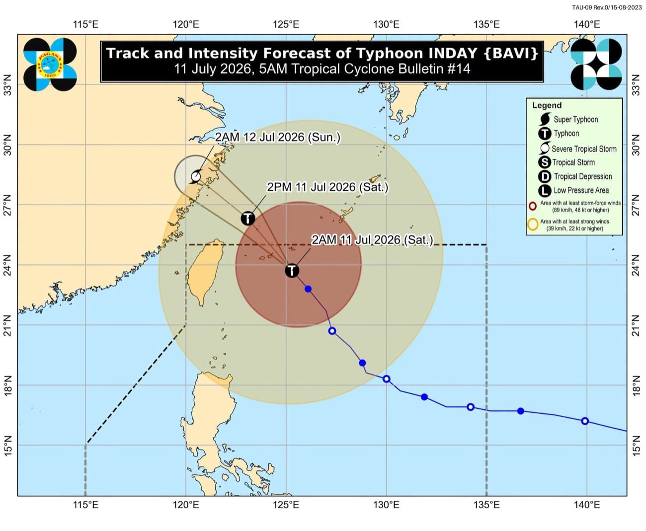 Pagasa: Only Itbayat under Signal No. 2 as Inday approaches Japan