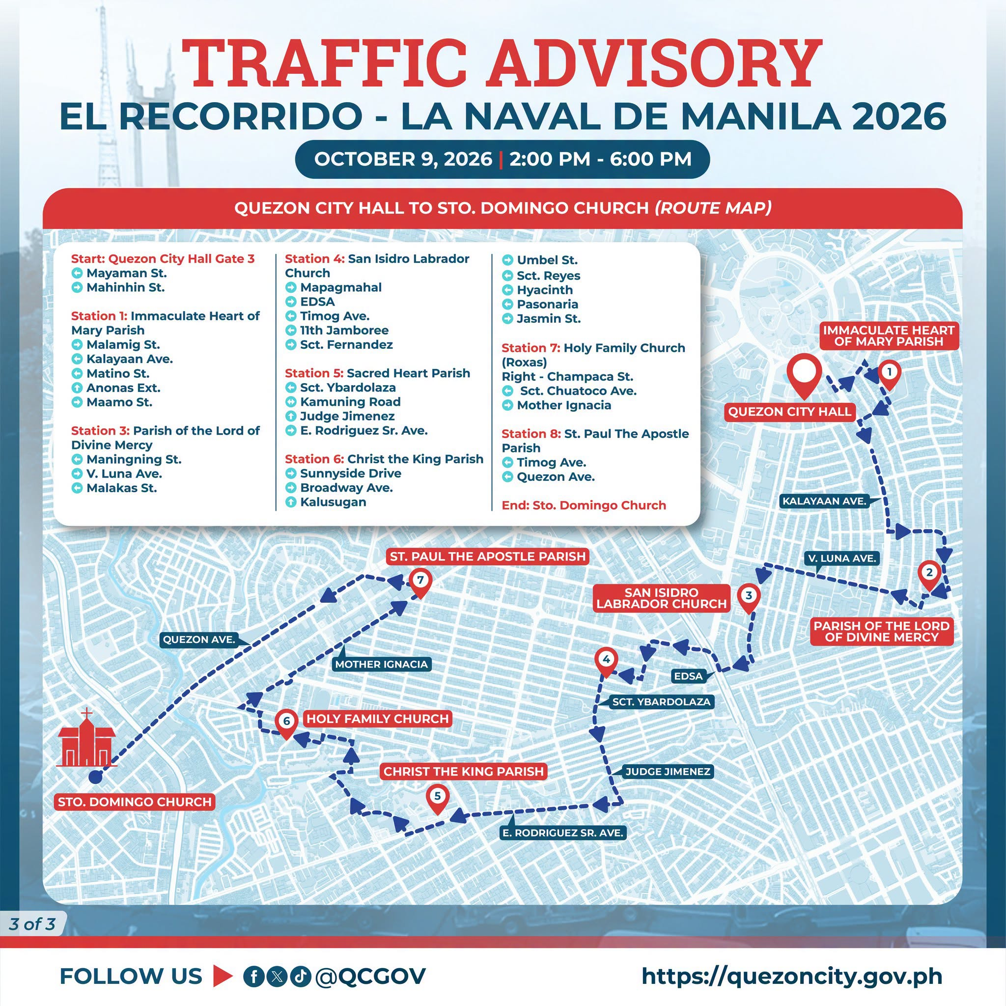 QC issues traffic advisory for Friday’s La Naval procession