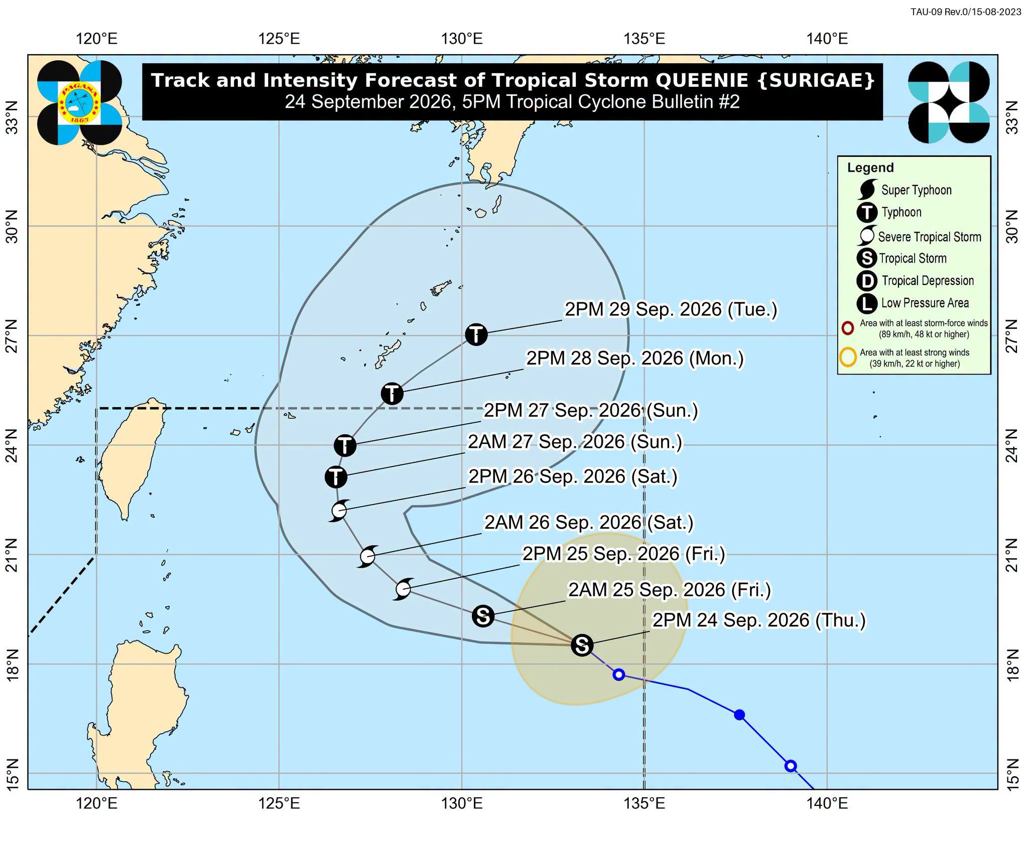 Queenie may become a typhoon by Sept. 27