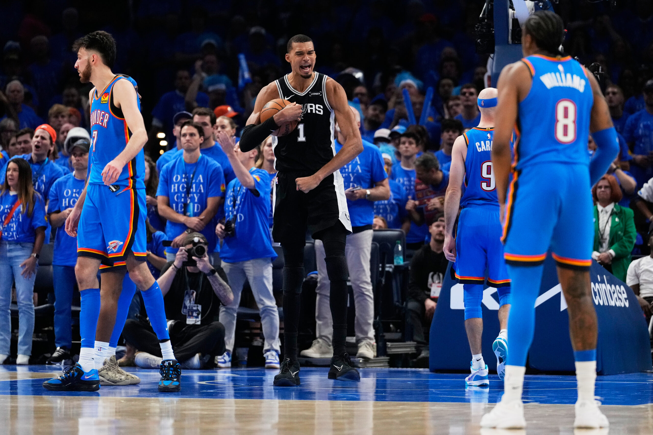 Victor Wembanyama Spurs vs Thunder Game 1 NBA Playoffs NBA scores today