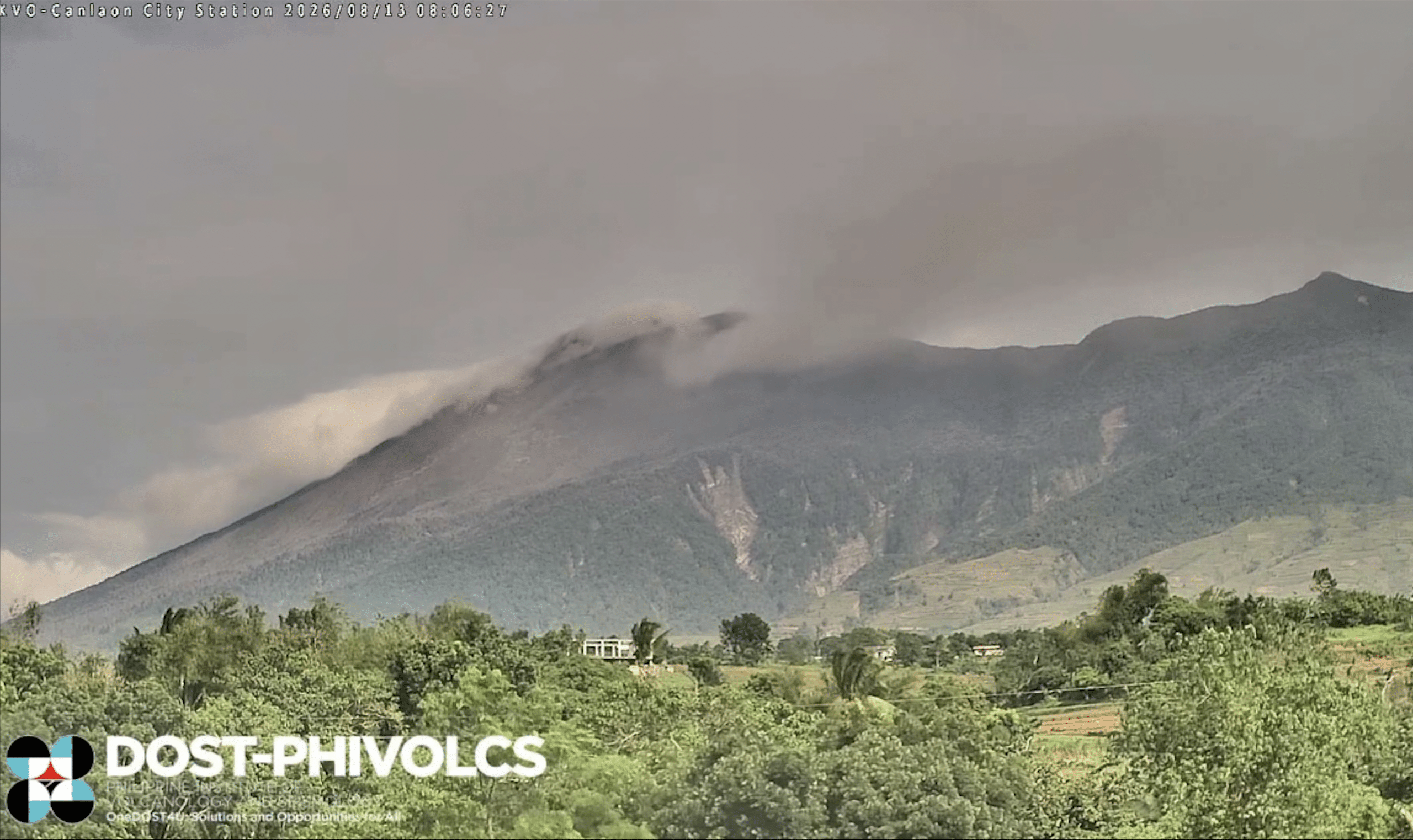 Kanlaon Volcano in Negros emits ash on Thursday morning (Aug. 13)