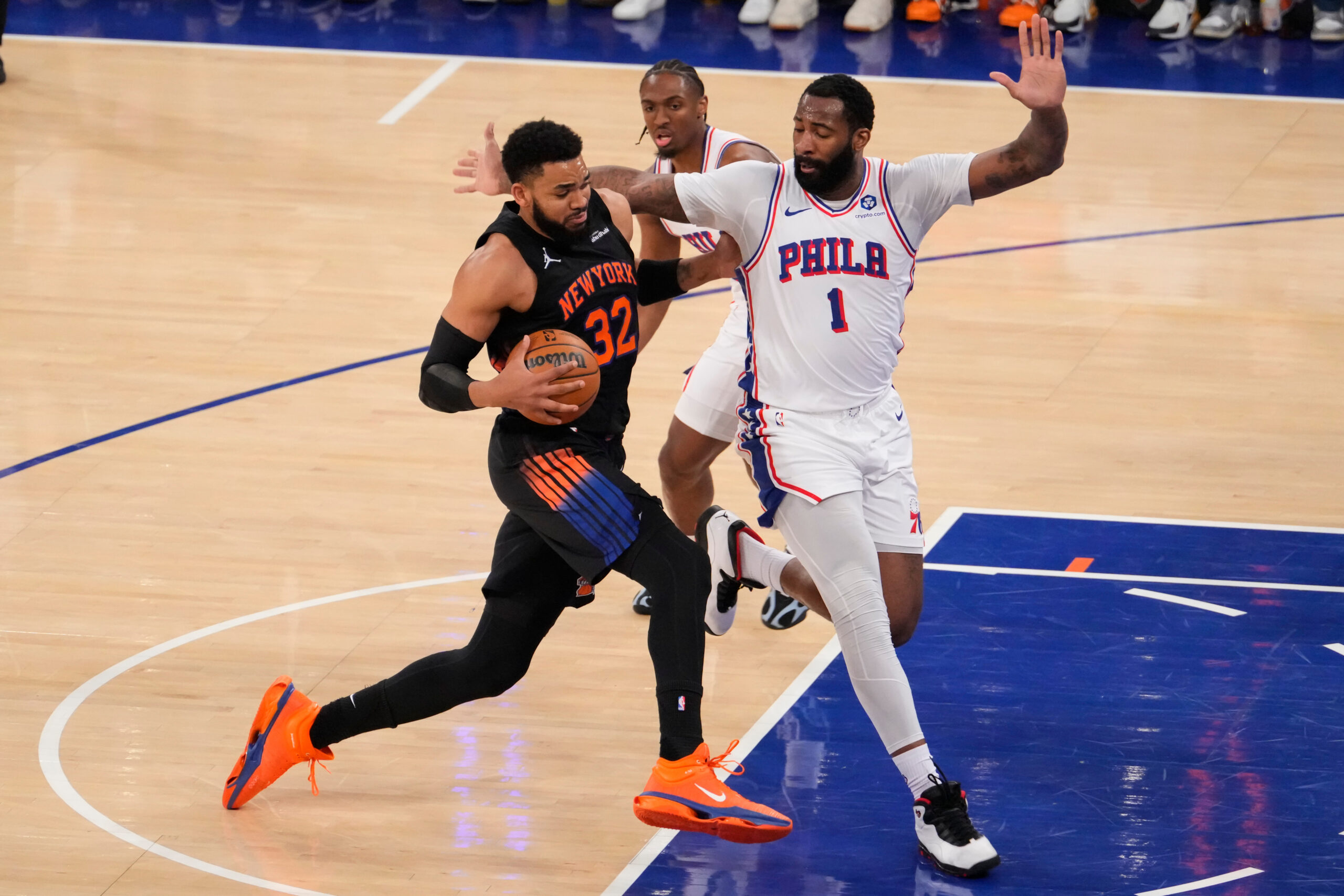 New York Knicks vs Sixers Karl-Anthony Towns NBA Playoffs NBA score today