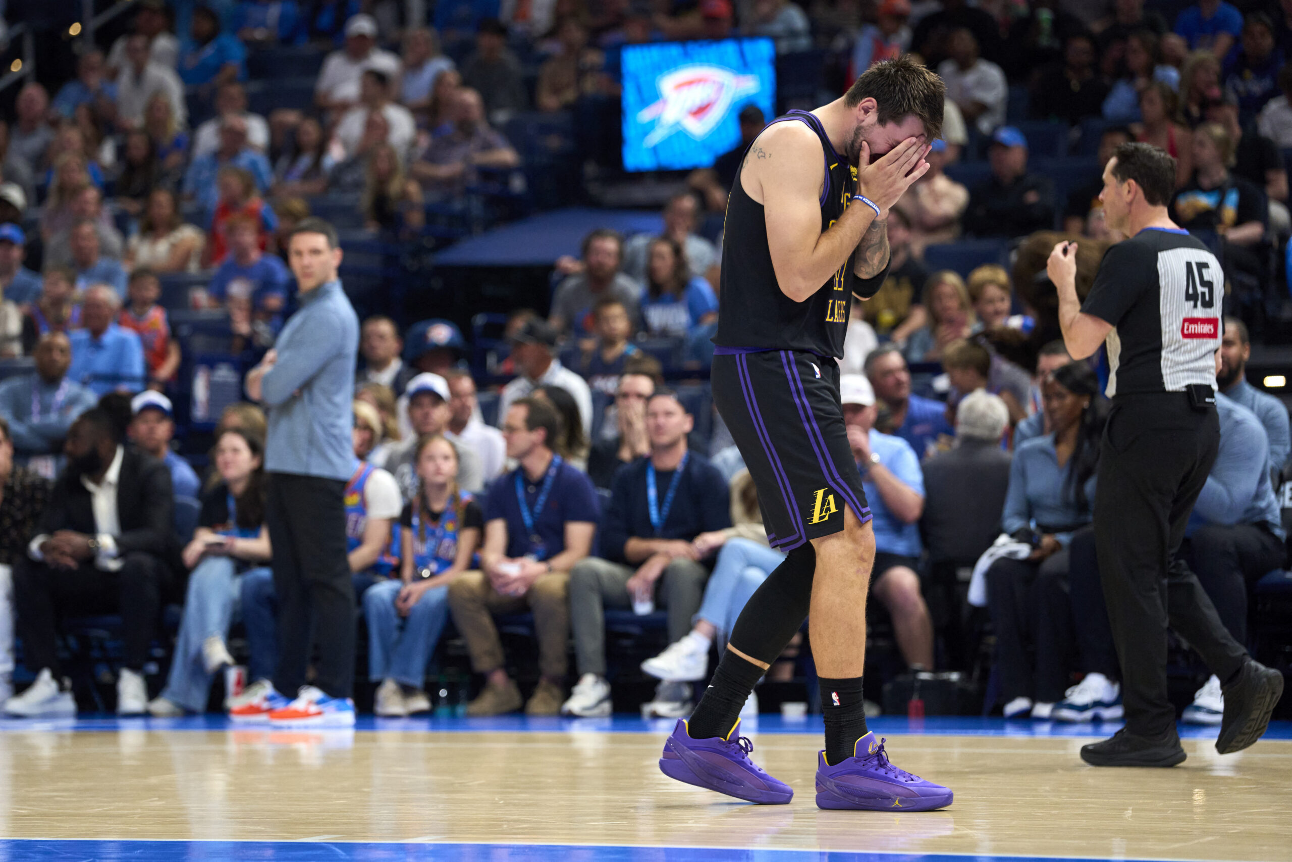 Los Angeles Lakers guard Luka Doncic injured his left hamstring on Thursday night and coach JJ Redick said the NBA scoring leader will have an MRI on Friday.