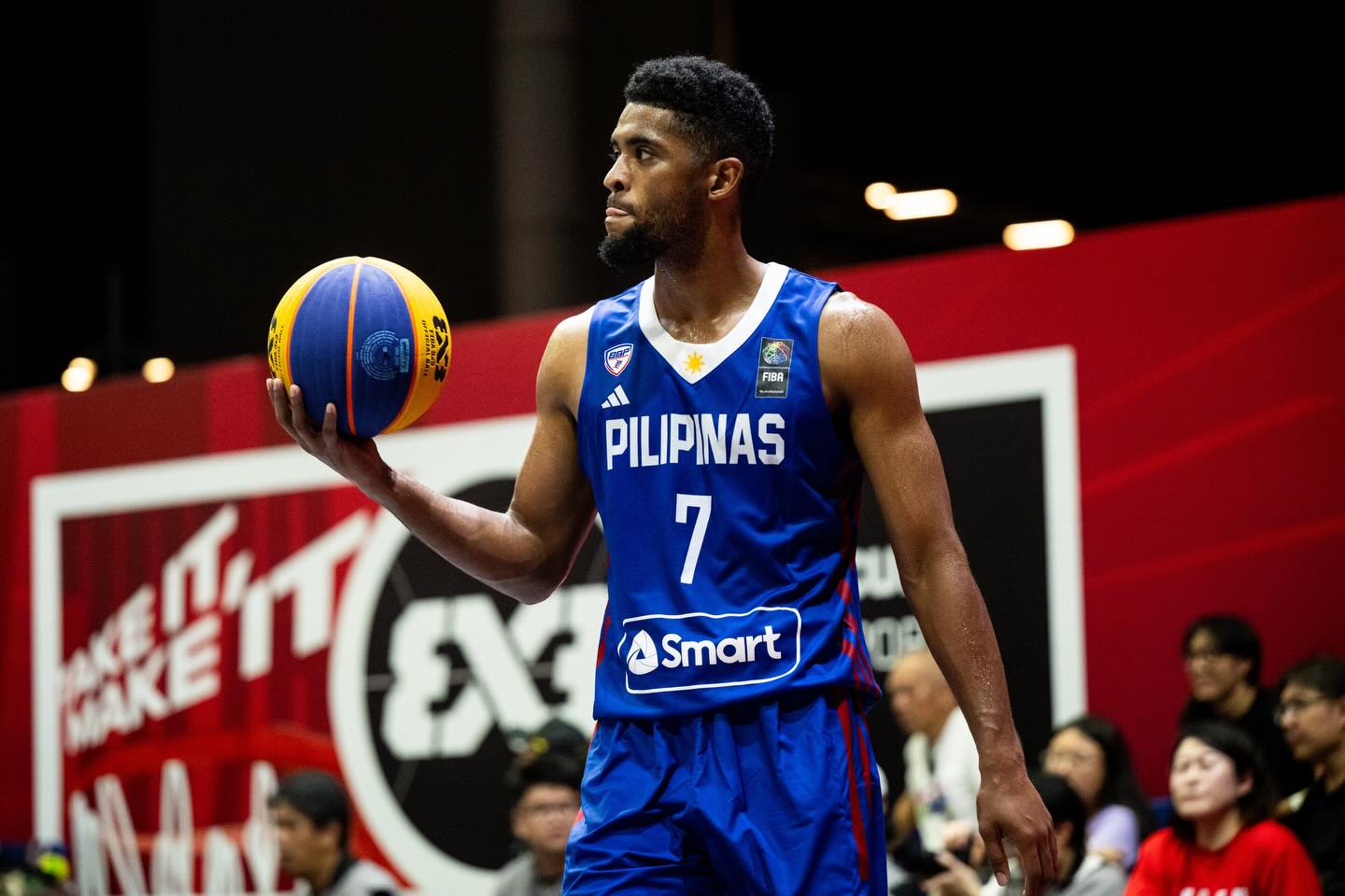 Gilas Pilipinas men's Jerrick Ahanmisi during a game in the Fiba 3x3 Asia Cup.