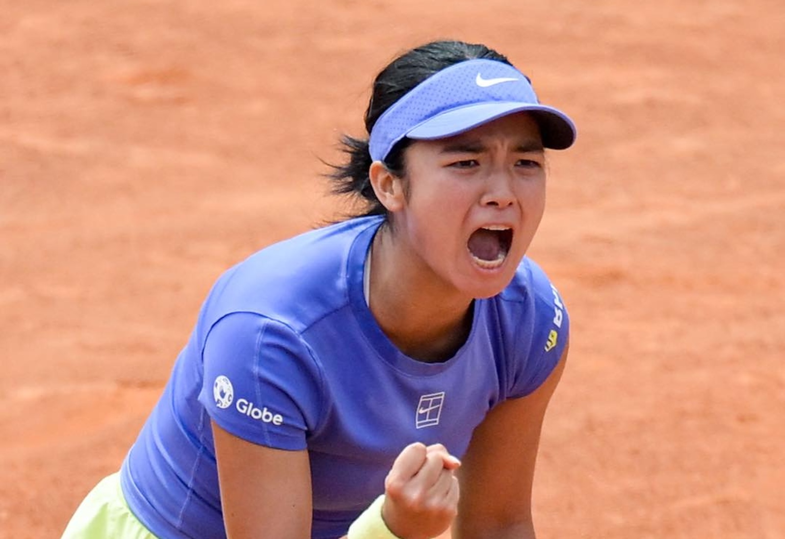 Alex Eala reacts during a match in the 2026 Italian Open vs Wang Xinyu in the Round of 64.
