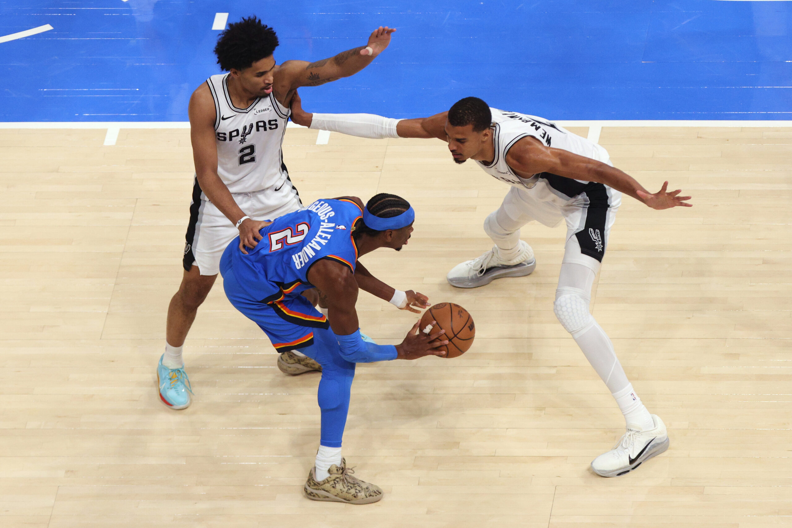 Western Conference Finals - San Antonio Spurs vs Oklahoma City Thunder. Victor Wembanyama Dylan Harper Shai Gilgeous-Alexander
