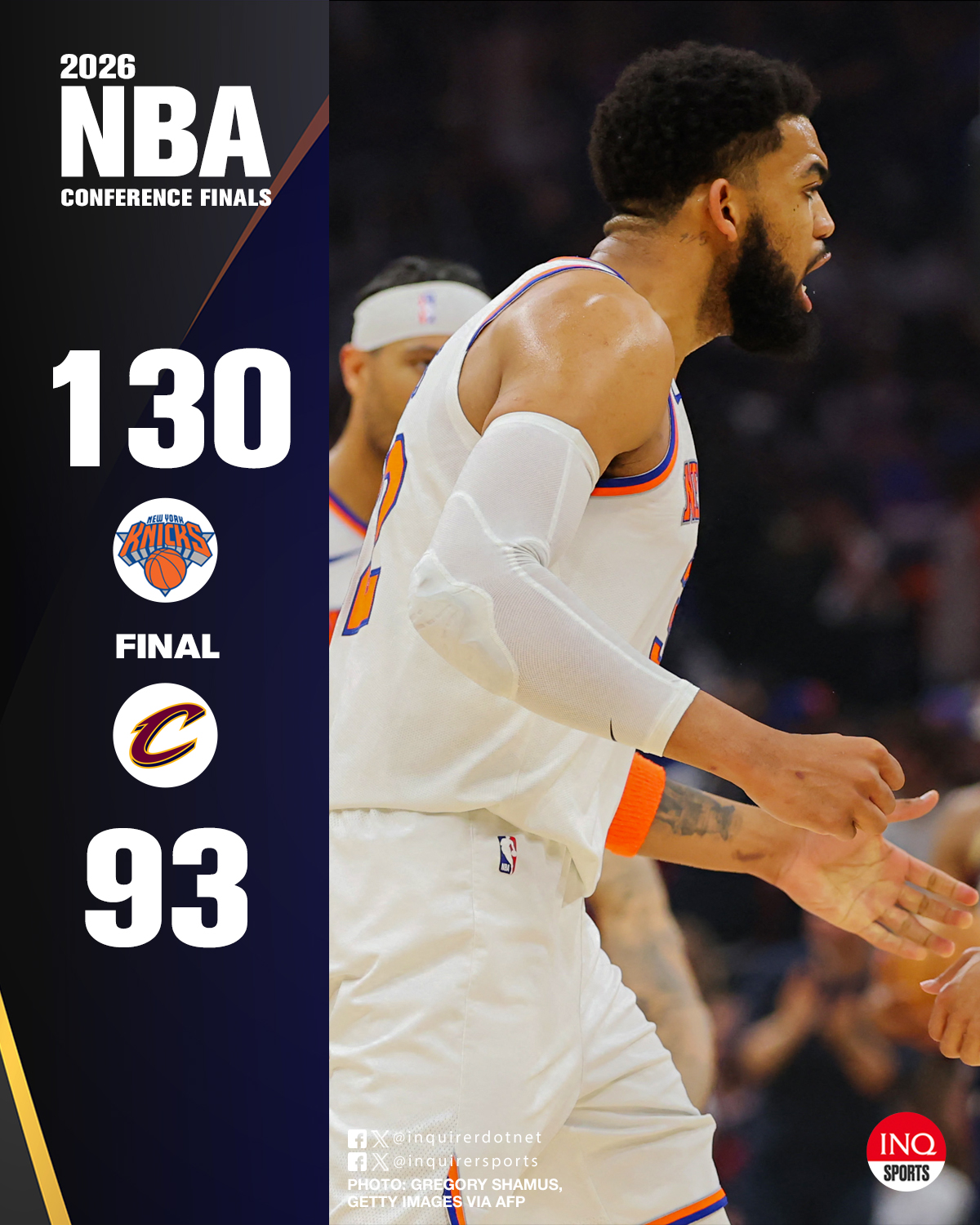 NBA scores today Knicks vs Cavaliers Karl-Anthony Towns NBA Playoffs