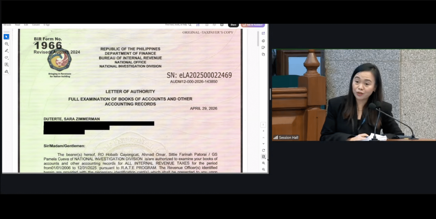 Defense flashes confidential BIR tax audit letters for Duterte, Carpio