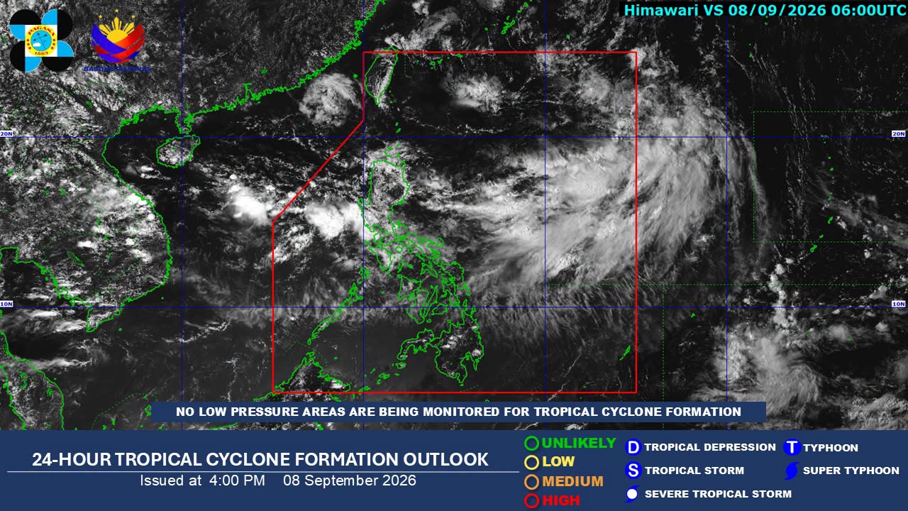 Heavy rains expected in parts of Luzon on Sept. 9