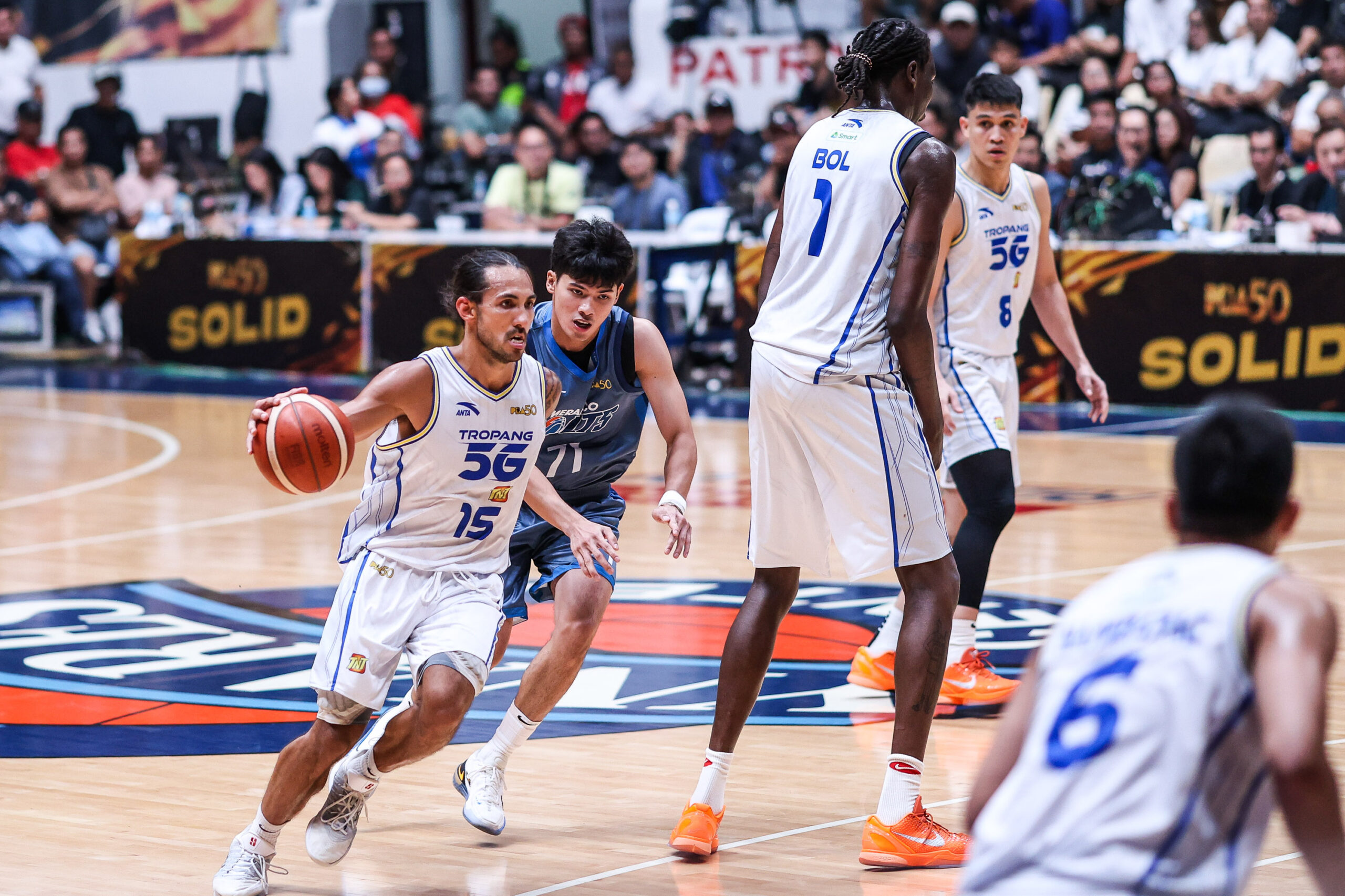 TNT Tropang 5G's Jordan Heading during a game against Meralco Bolts in the 2026 PBA Commissioner's Cup semifinals.