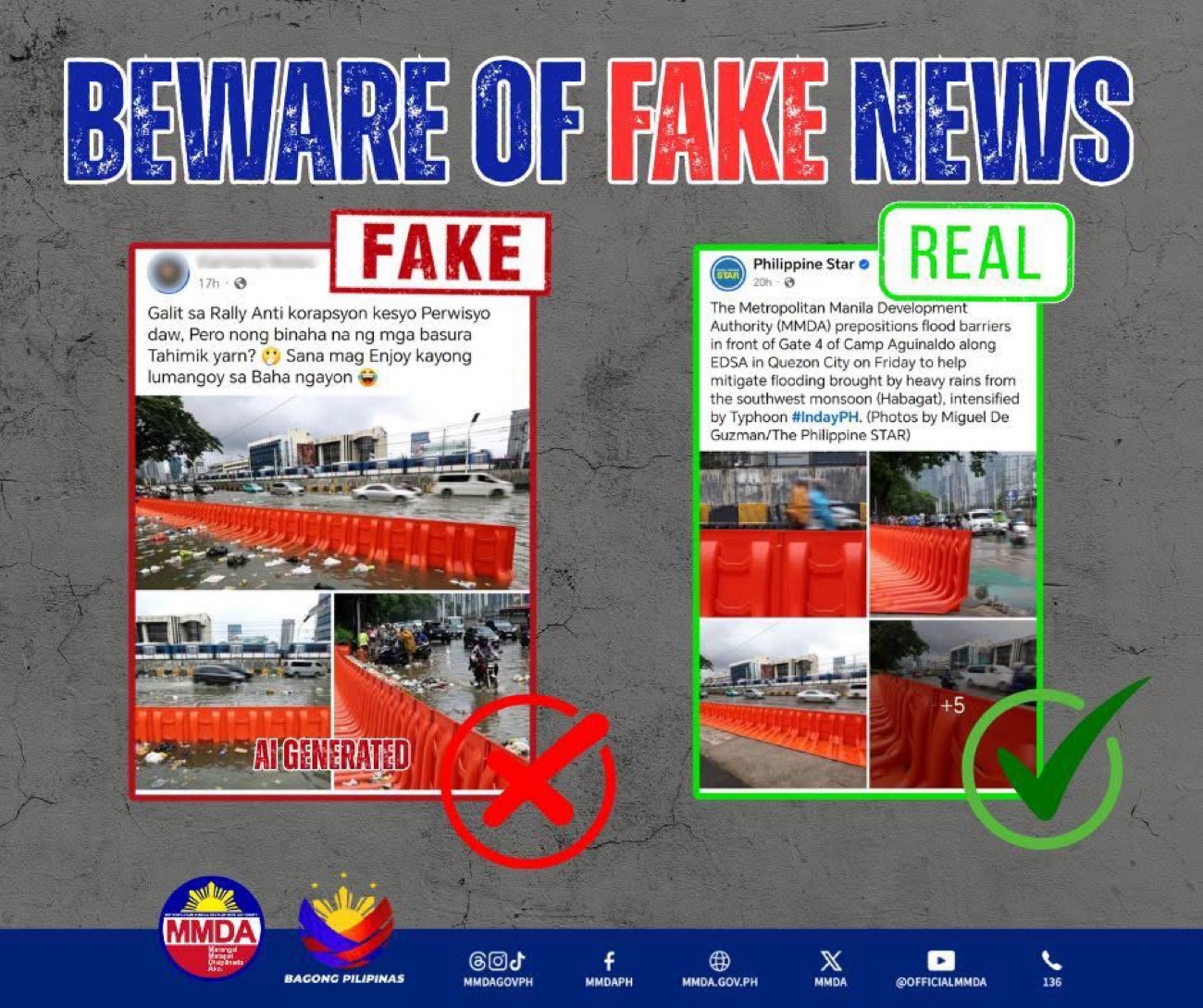 MMDA: Photo of flood barrier on Edsa is AI-generated, digitally altered