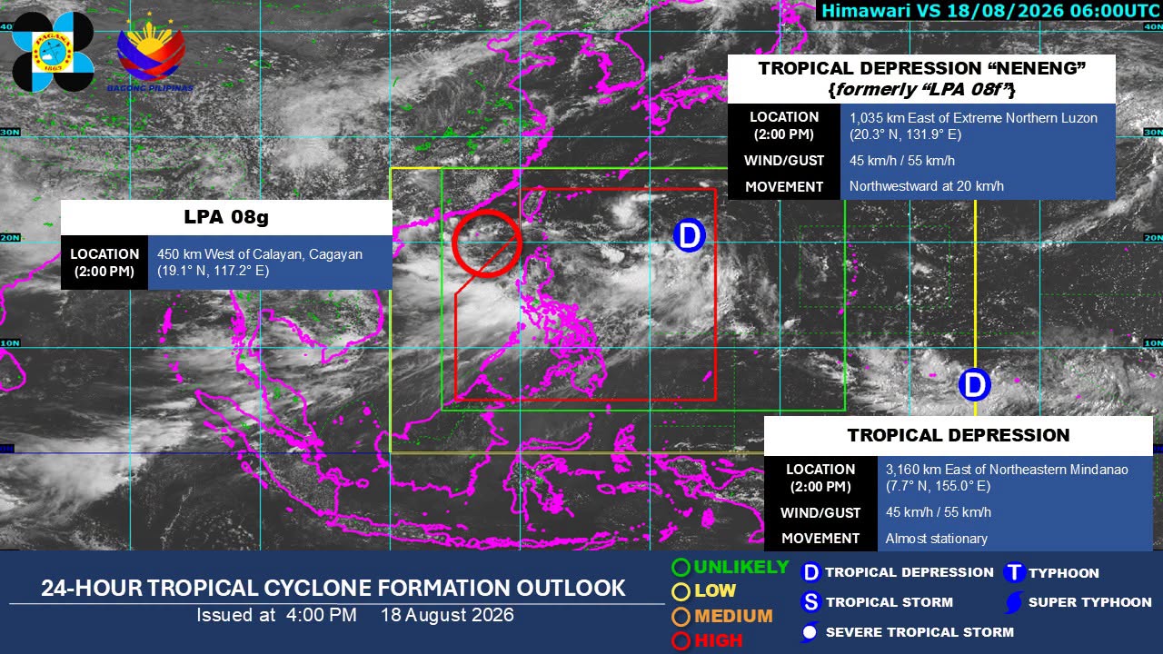 Tropical Depression Neneng forms in PAR – Pagasa