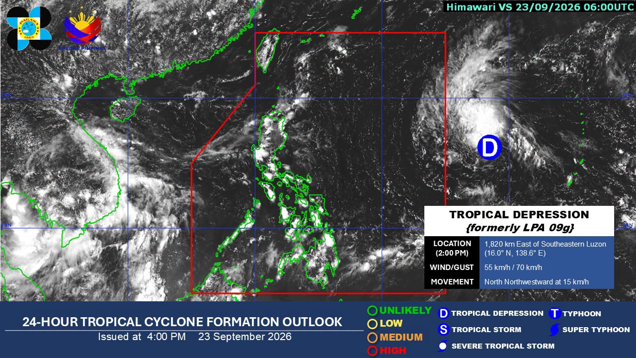 Tropical depression’s trough to bring rains in Visayas, Mindanao Thursday