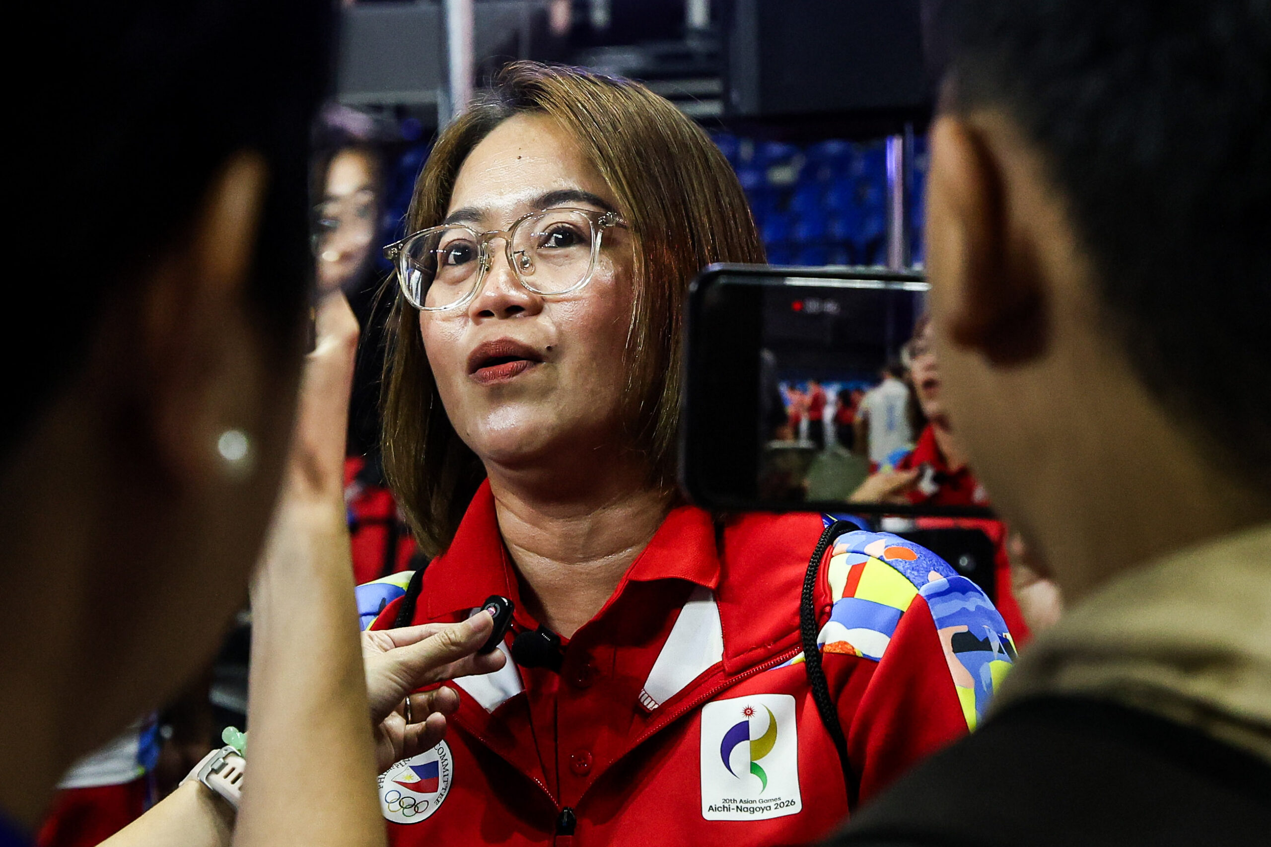 Diwa Delos Santos, mother of weightlifter Ian Delos Santos, during the send of Team Philippines in the Asian Games 2026.