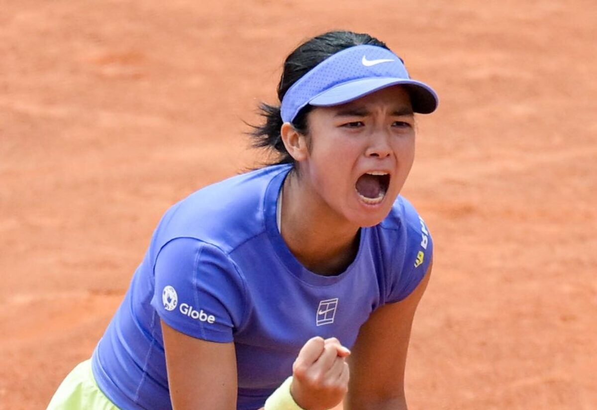 Alex Eala reacts during a match in the 2026 Italian Open vs Wang Xinyu in the Round of 64.
