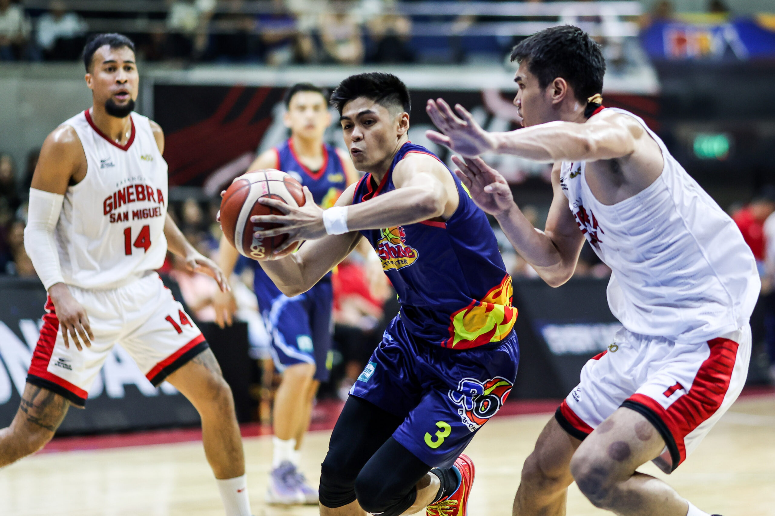 Rain or Shine Elasto Painters' Gian Mamuyac during a game vs Barangay Ginebra Gin Kings in the 2026 PBA Commissioner's Cup semifinals.