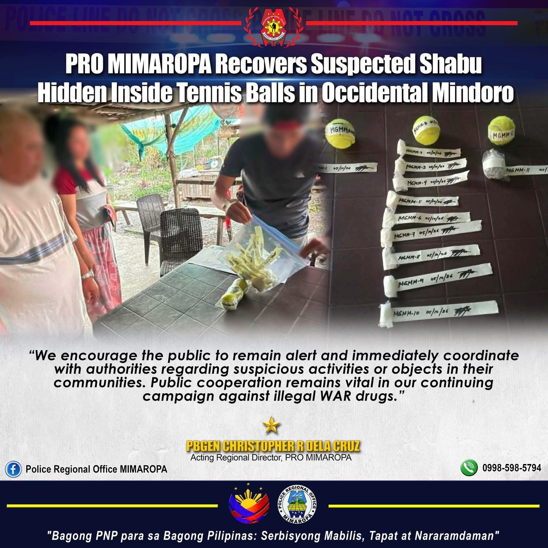 `Shabu’ hidden in tennis balls recovered in Occidental Mindoro