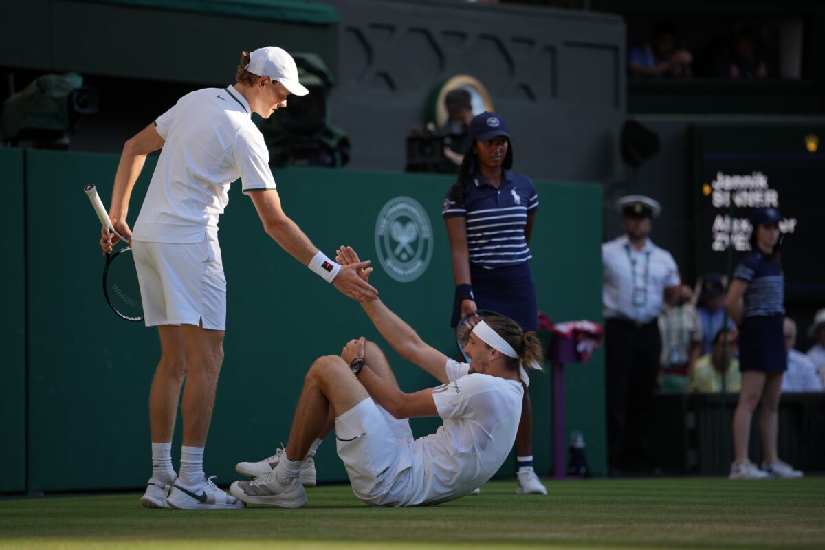 Jannik Sinner Alexander Zverev slips Wimbledon 2026 final