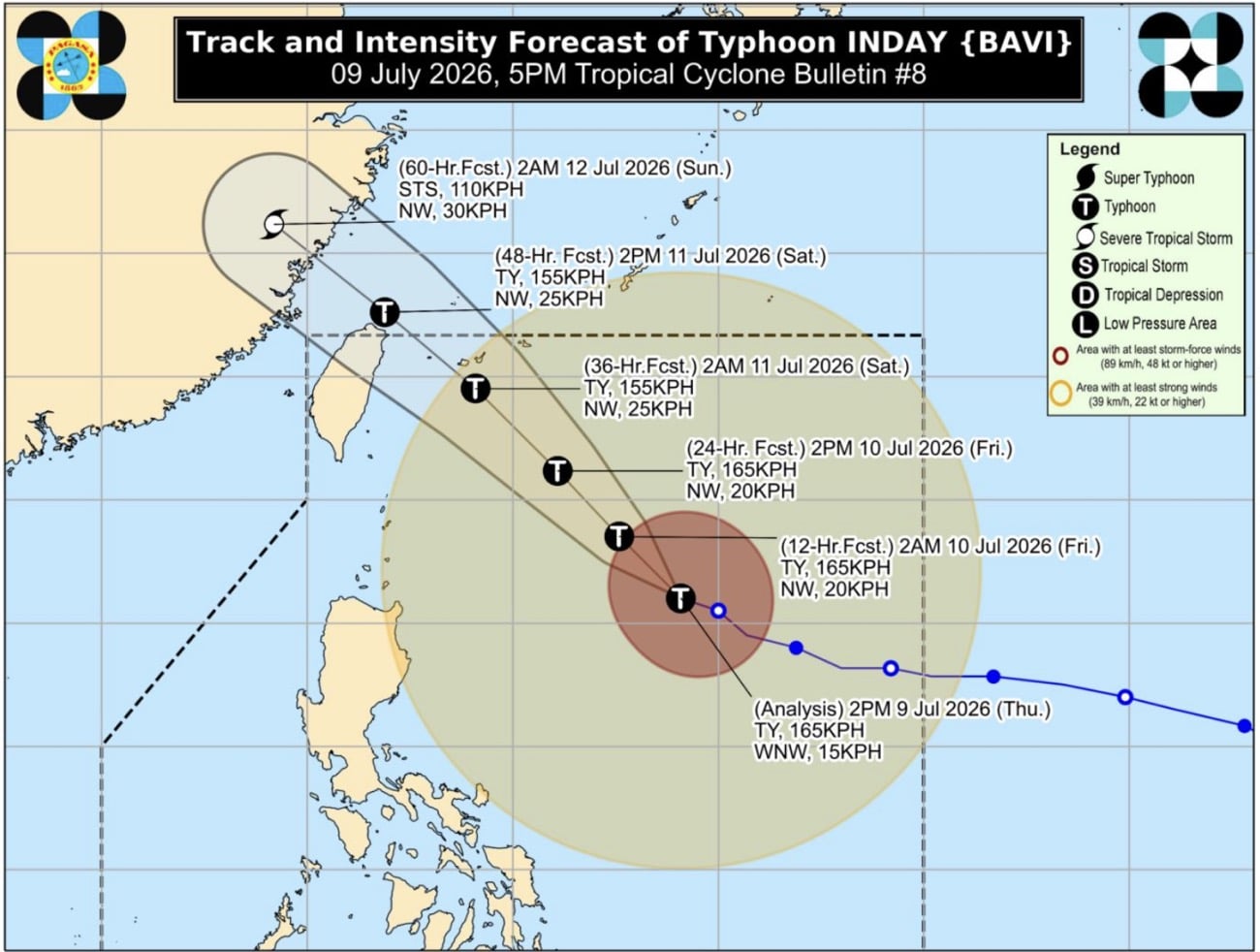 Batanes, 2 areas under signal No. 2 as Typhoon Inday holds strength