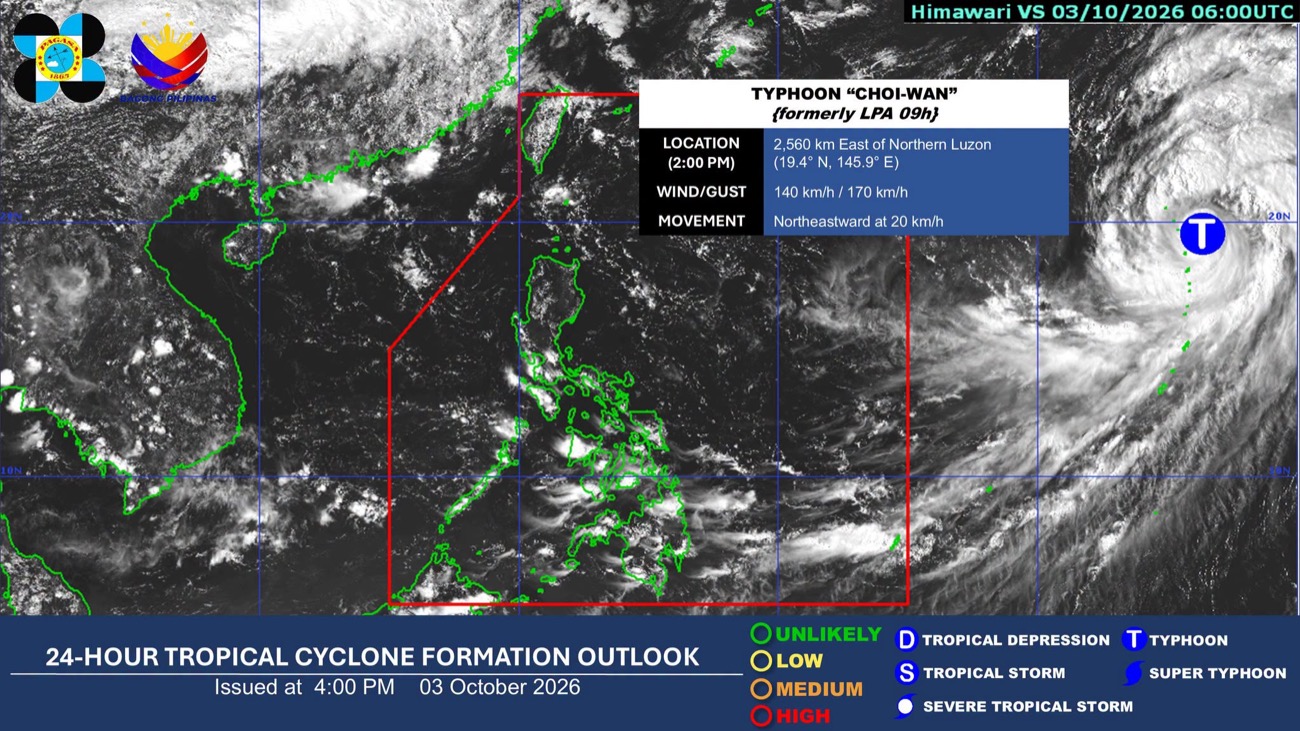 Pagasa: Rains from Choi-Wan to persist over Visayas, Mindanao