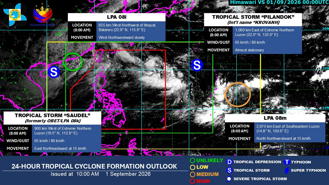 Pilandok intensifies into tropical storm Tuesday morning