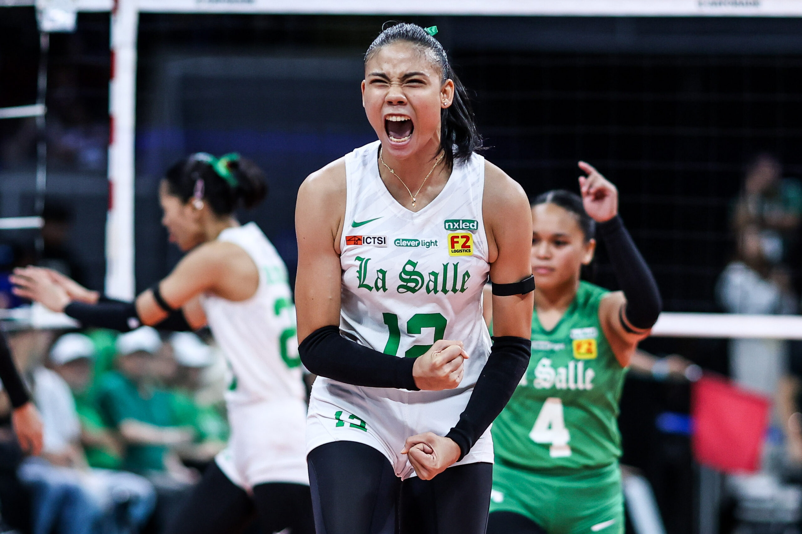 La Salle Lady Spikers ' Angel Canino during a game against NU Lady Bulldogs in the UAAP Season 88 women's volleyball tournament Finals.