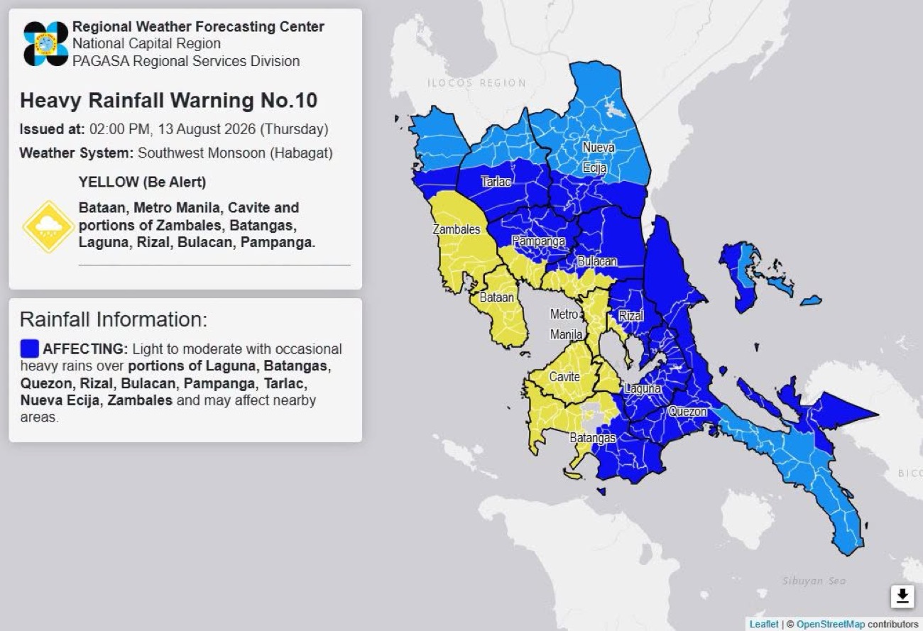 Habagat brings heavy rainfall over Luzon on Thursday afternoon