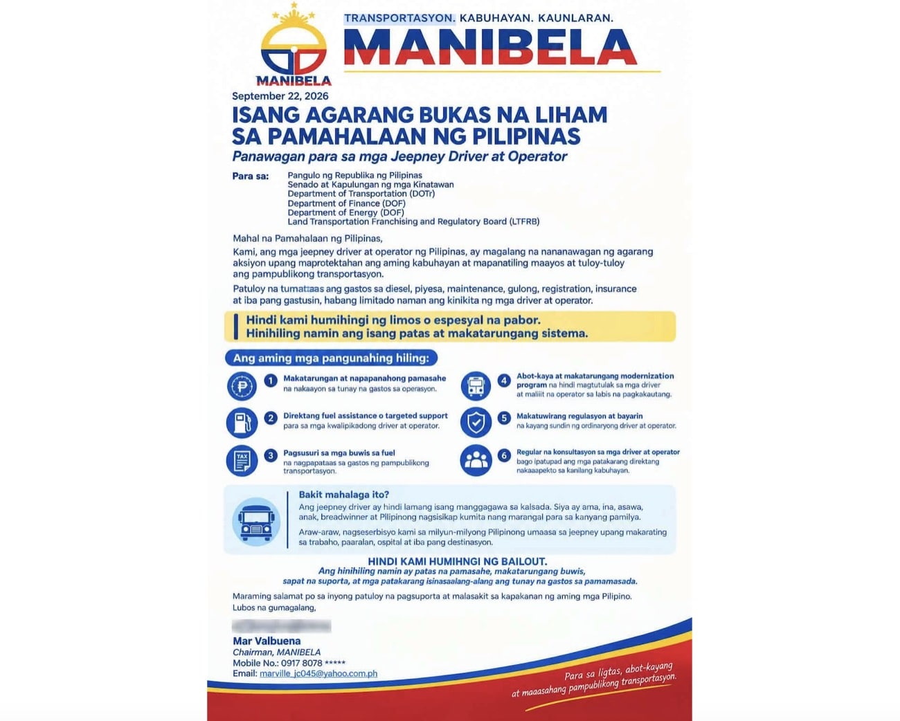 Manibela calls for action amid continuing oil price hikes